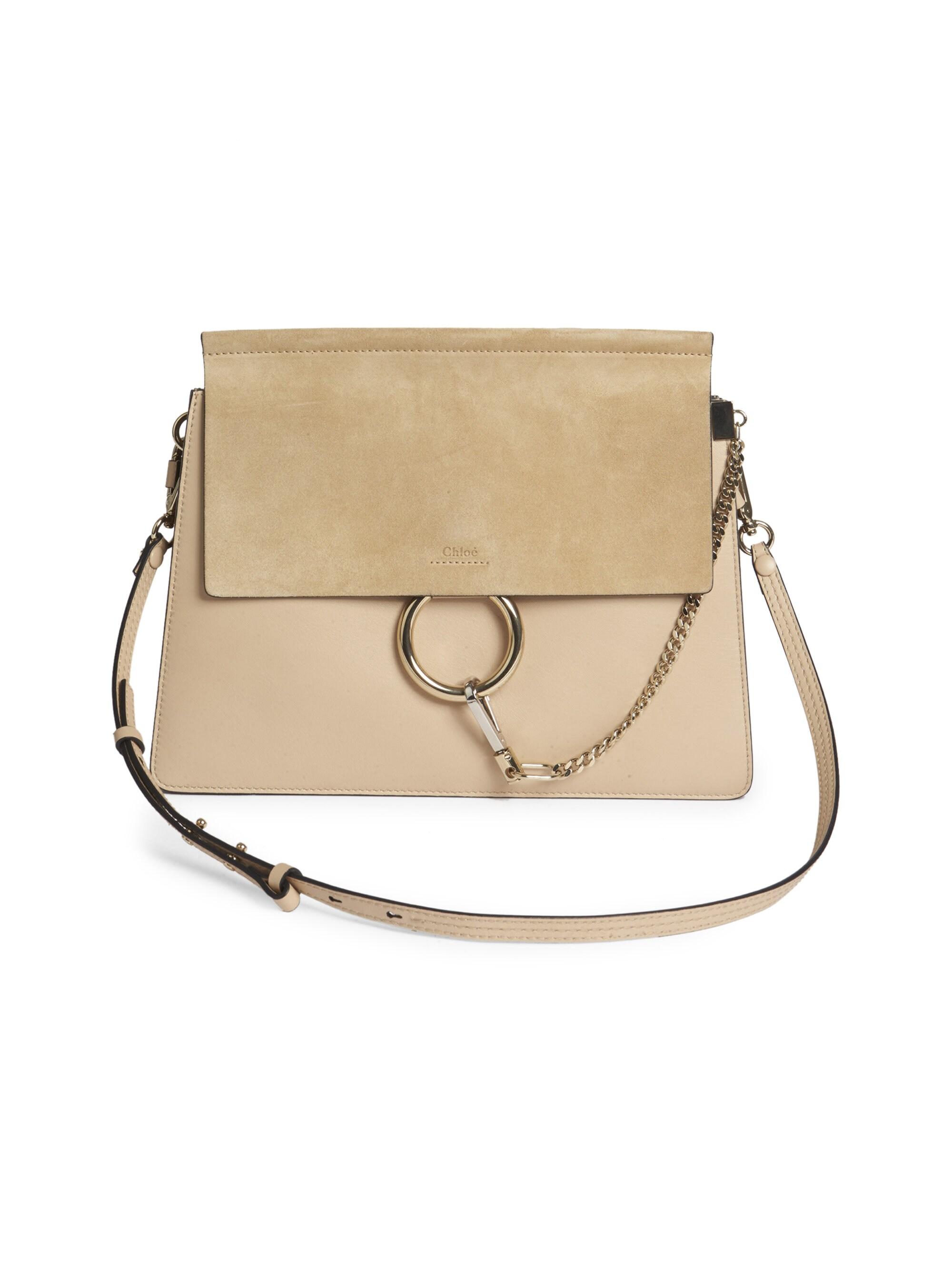 Chloé Medium Faye Leather & Suede Shoulder Bag in Pearl Beige (Natural ...