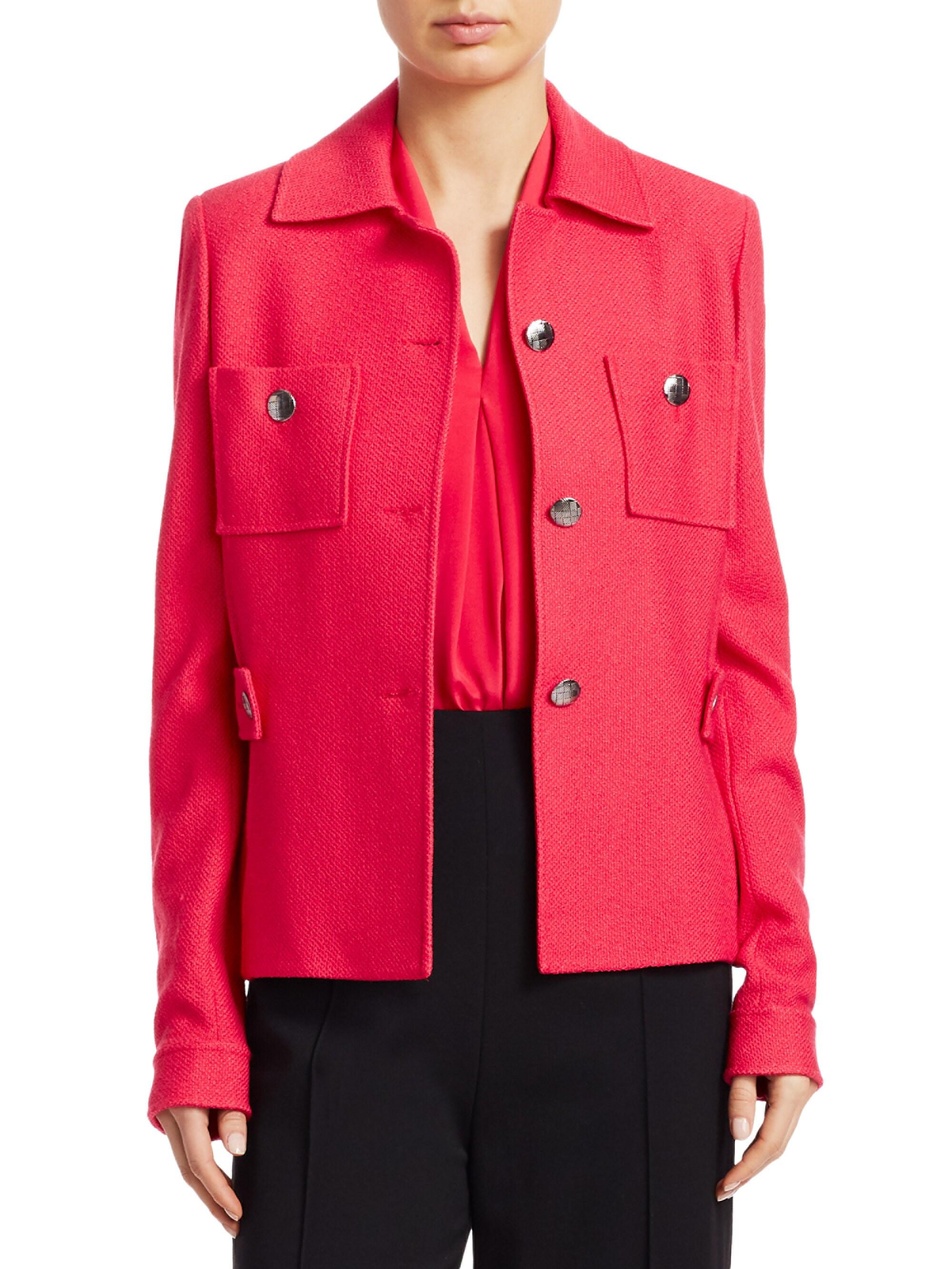St. John Women's Gail Stretch-wool Knit Button Jacket - Scarlet in Pink ...
