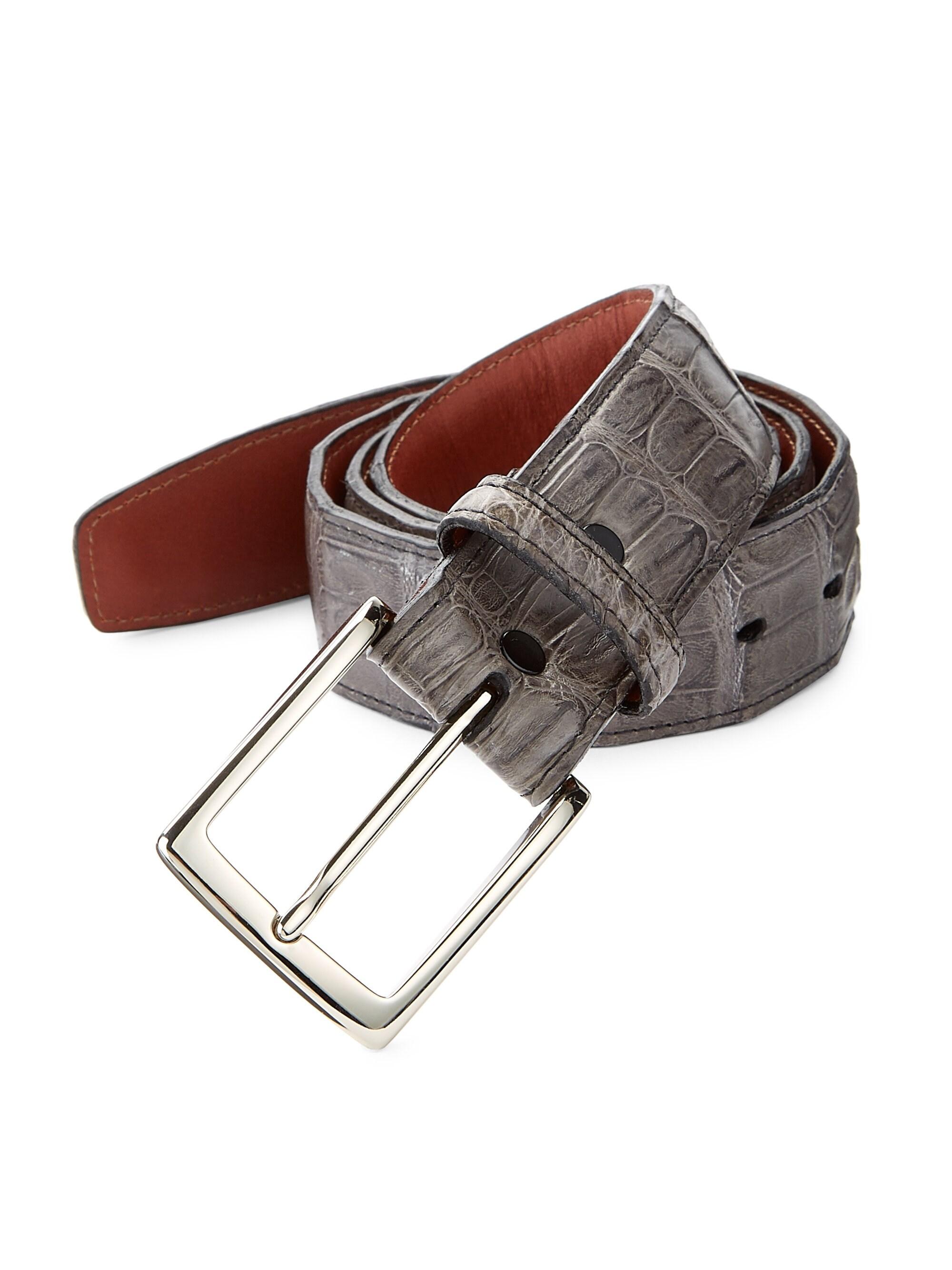 Saks Fifth Avenue Collection Crocodile Belt in Gray for Men - Lyst