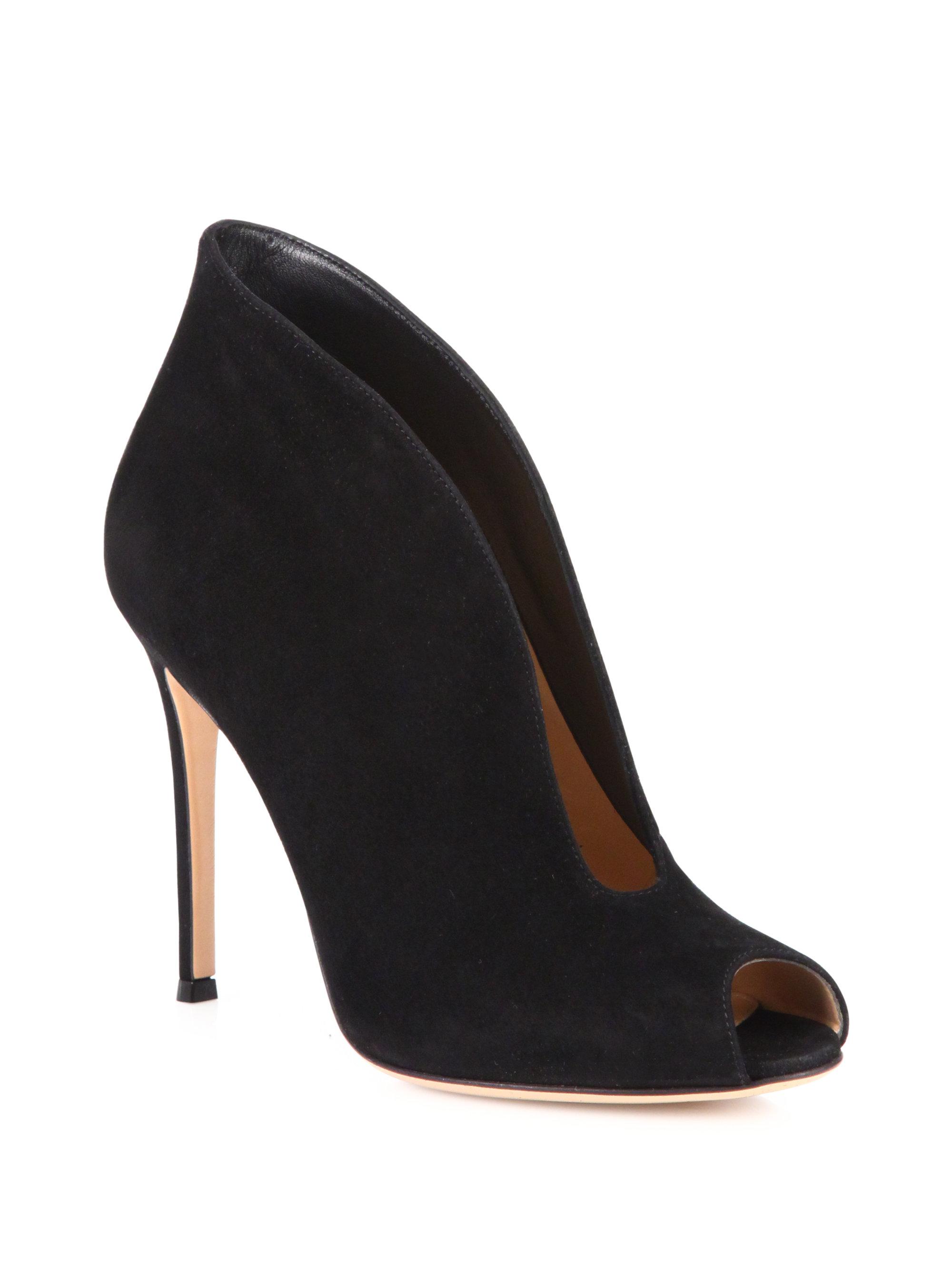 Lyst Gianvito Rossi Black Suede Vamp Bootie Us in Black