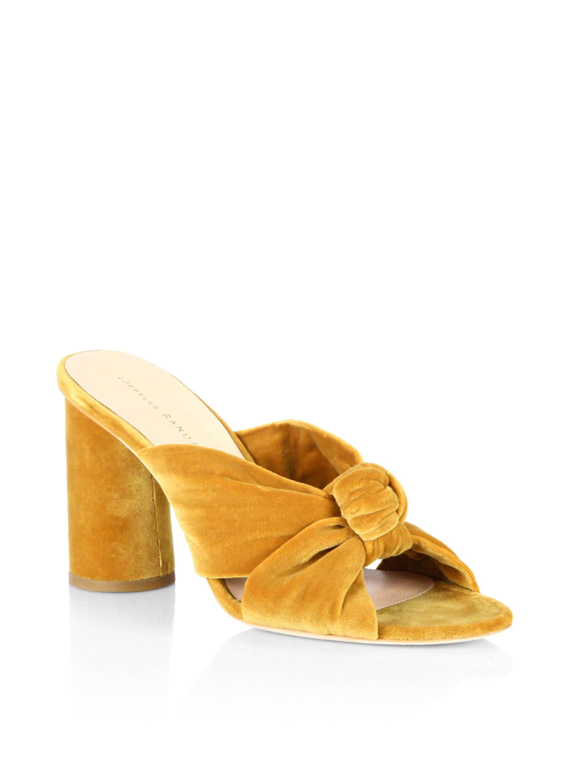 yellow block heel mules