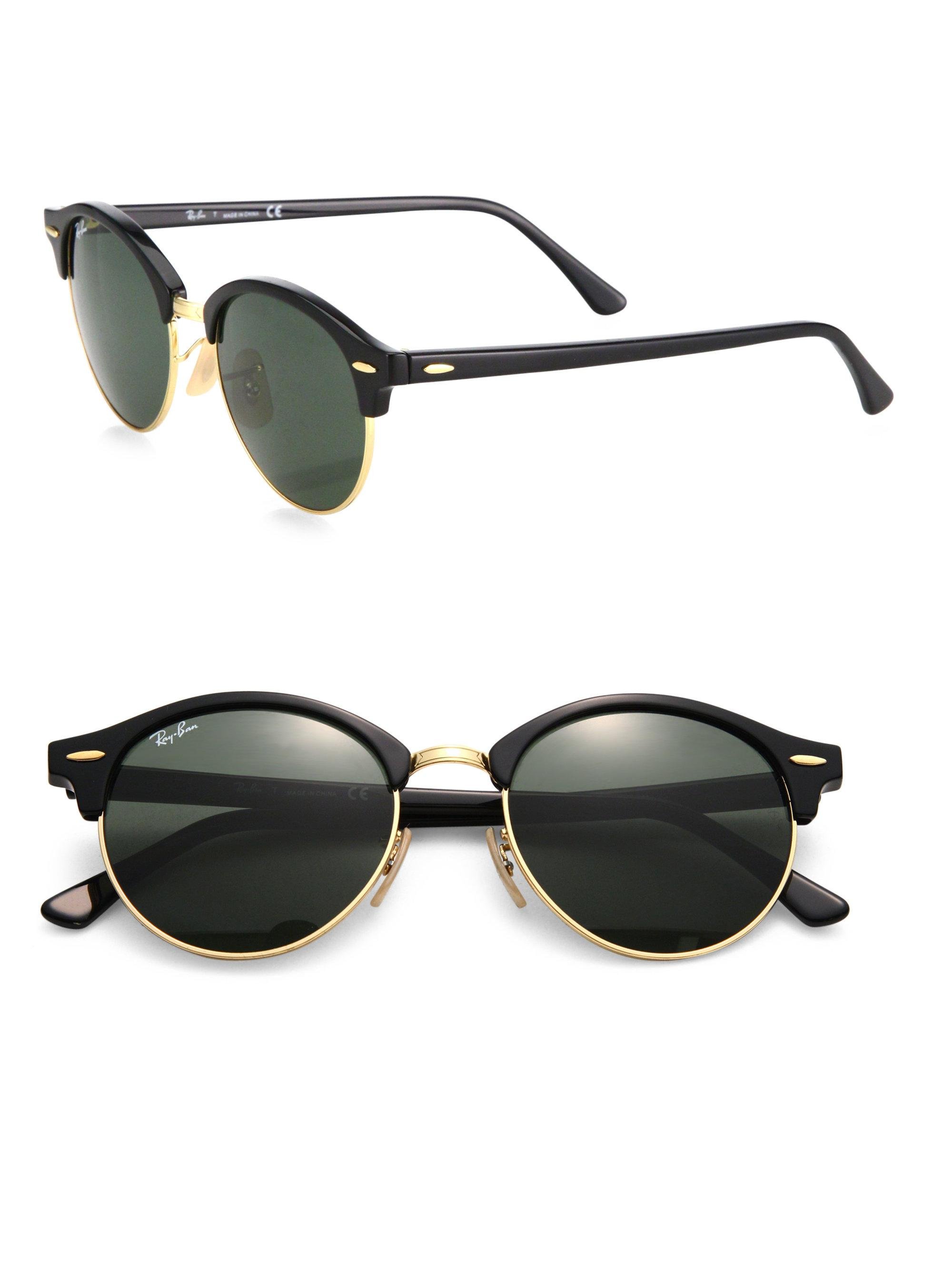 Lyst Ray Ban 51mm Round Clubmaster Sunglasses In Black For Men 9465