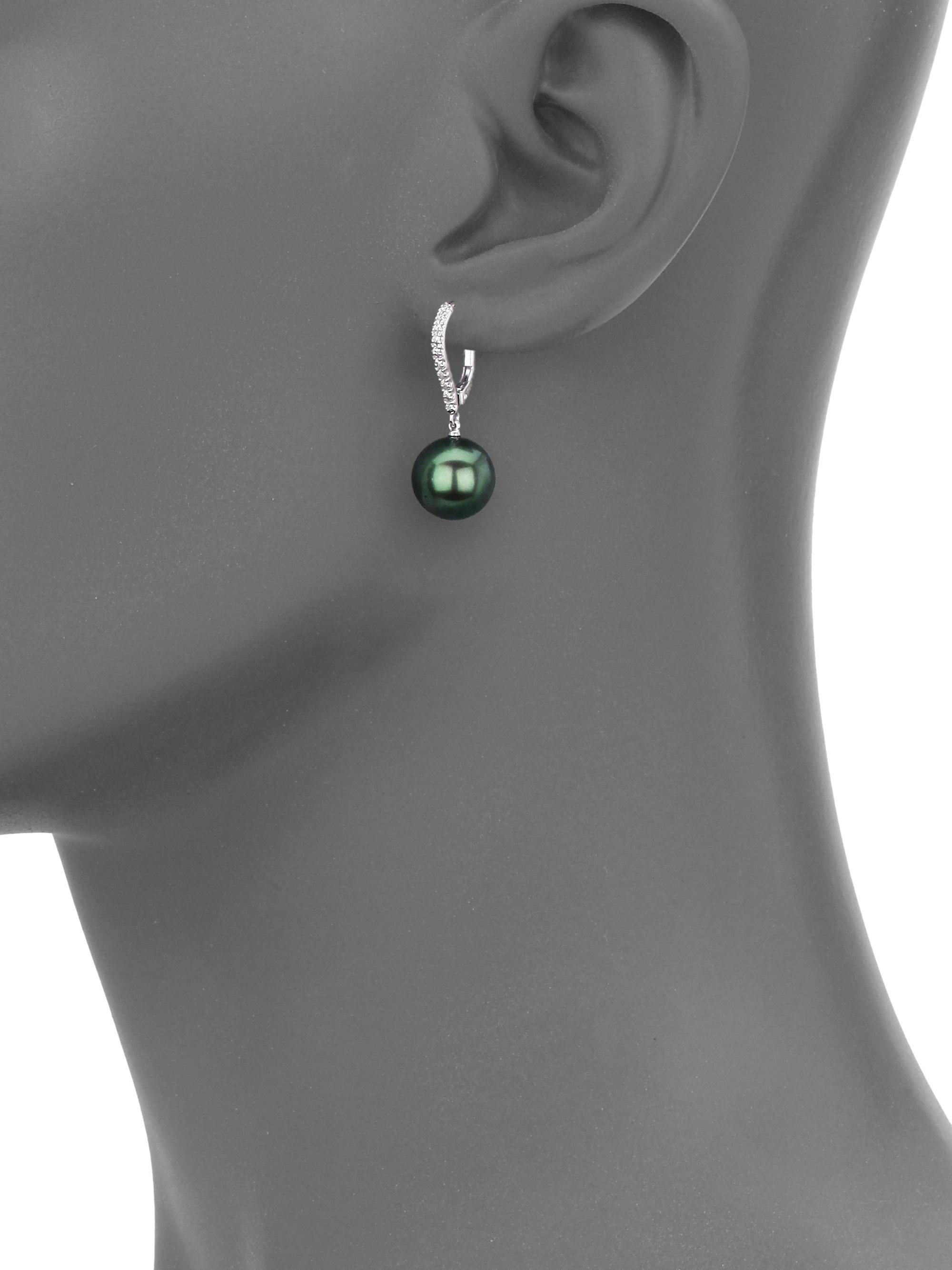 Lyst Mikimoto 10mm Black Round Cultured South Sea Pearl Diamond View Fullscreen