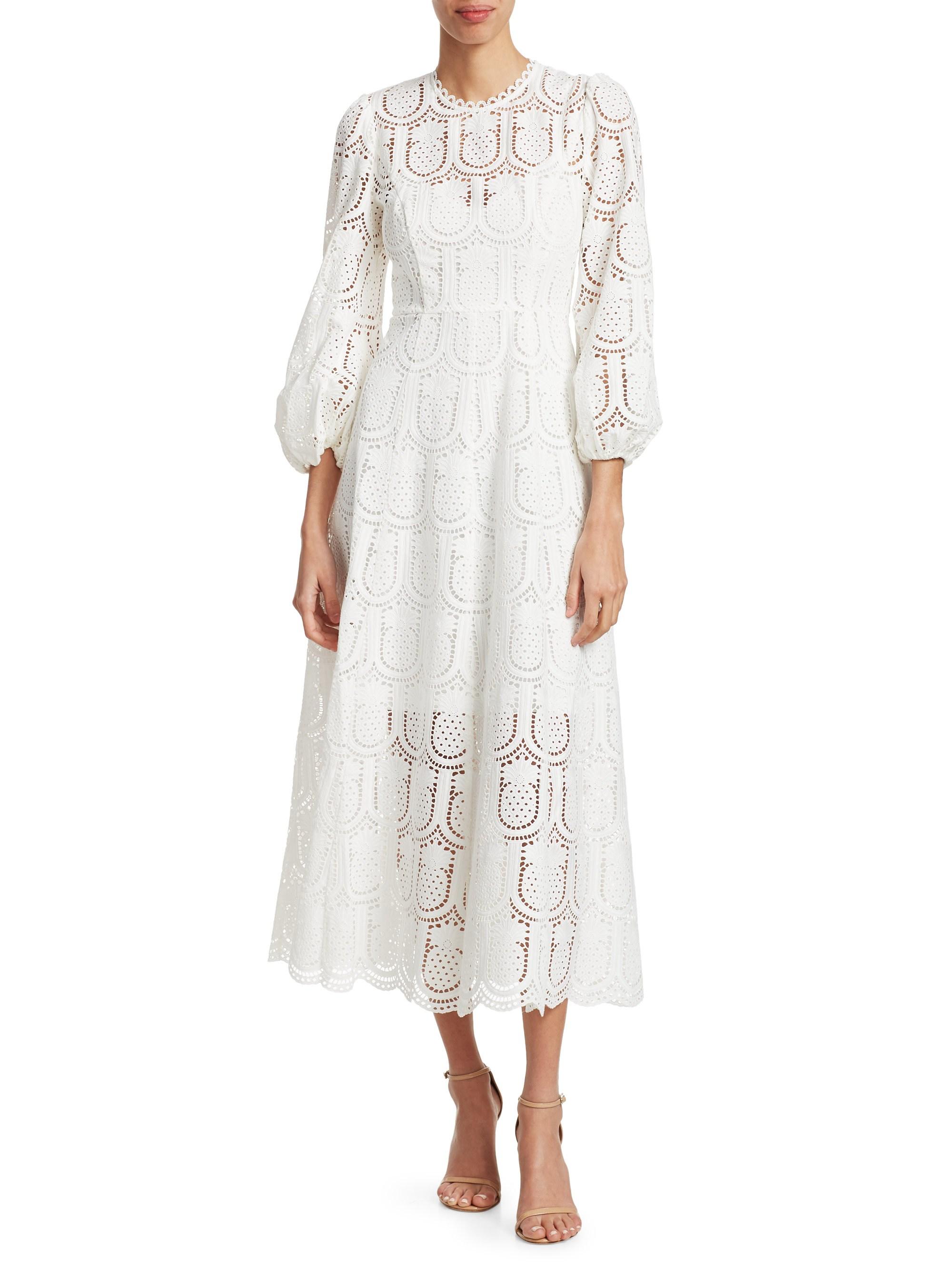 Zimmermann Women's Wayfarer Pineapple Lace Midi Dress - Cream in White ...
