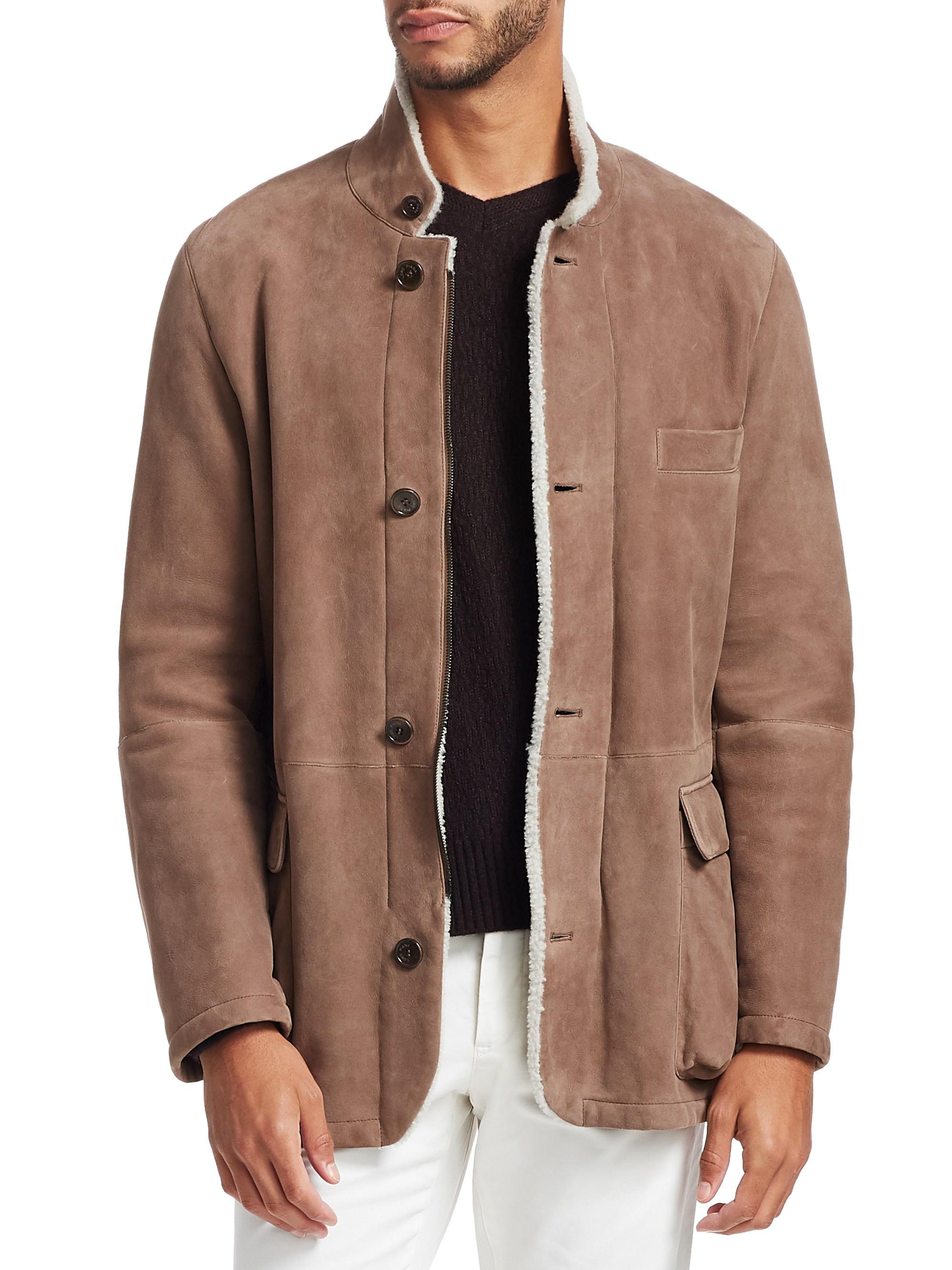 Loro Piana Roadster Shearling-lined Suede Jacket in Brown for Men - Lyst