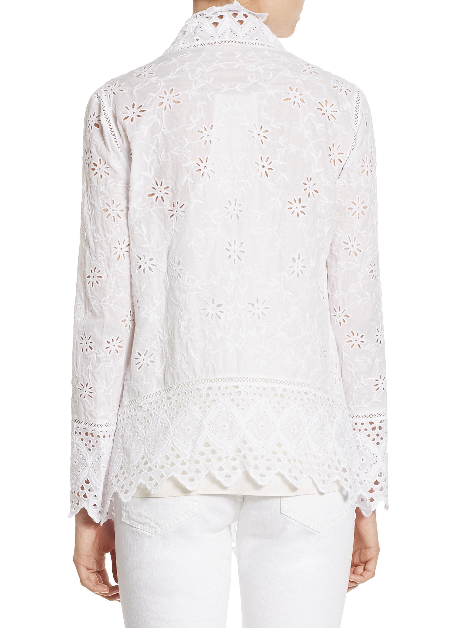 Lyst Polo Ralph Lauren Eyelet Embroidered Cotton Jacket In White   Polo Ralph Lauren White Eyelet Embroidered Cotton Jacket 