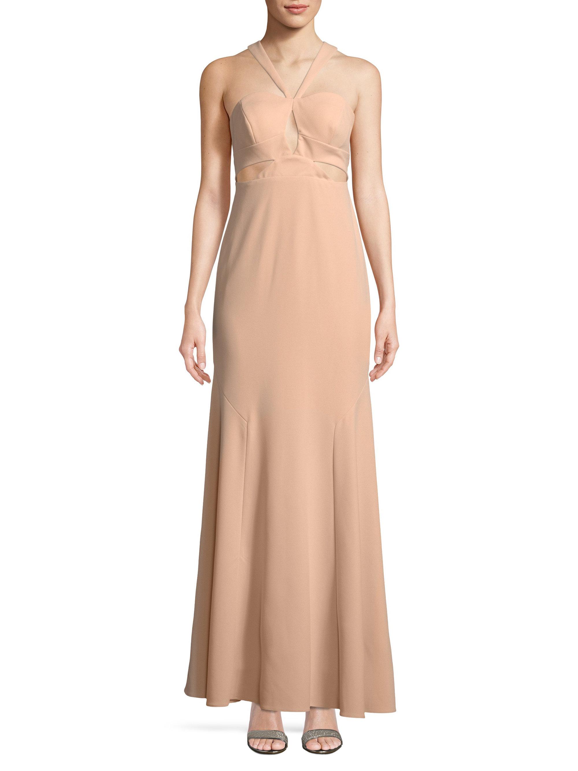 aidan by aidan mattox strapless slit crepe gown