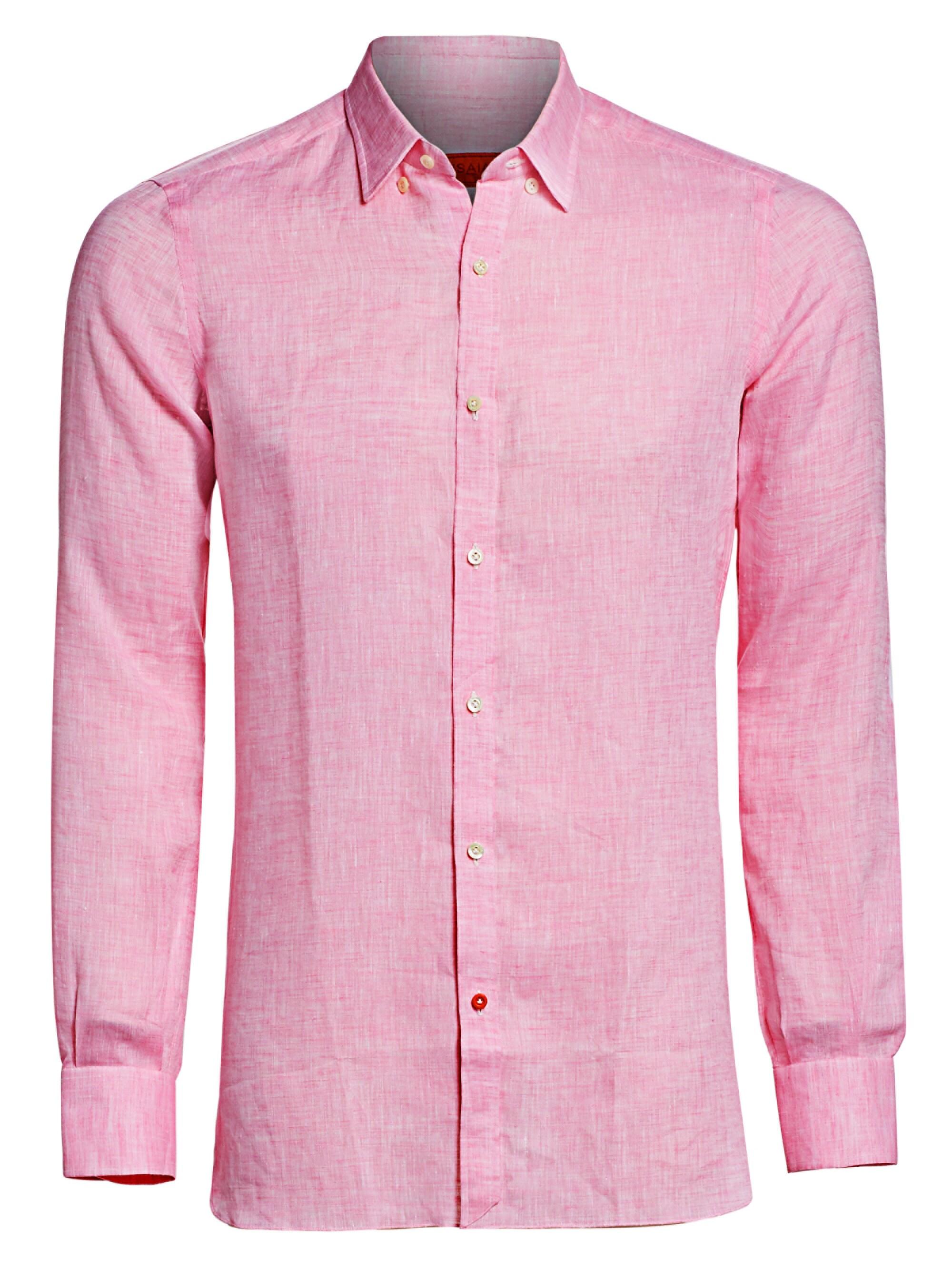 mens pale pink linen shirt