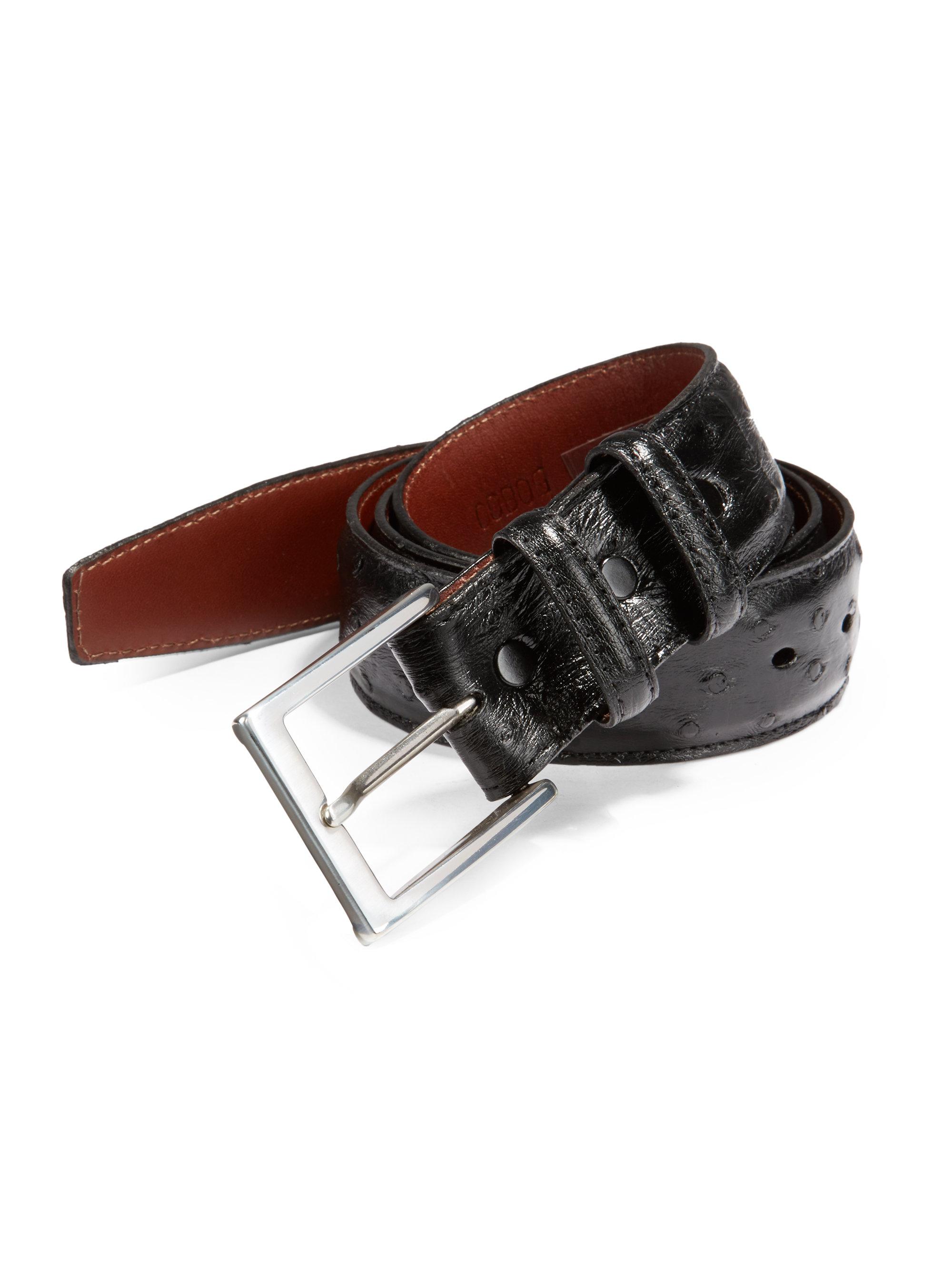 Lyst - Saks Fifth Avenue Ostrich Leather Belt in Black for Men