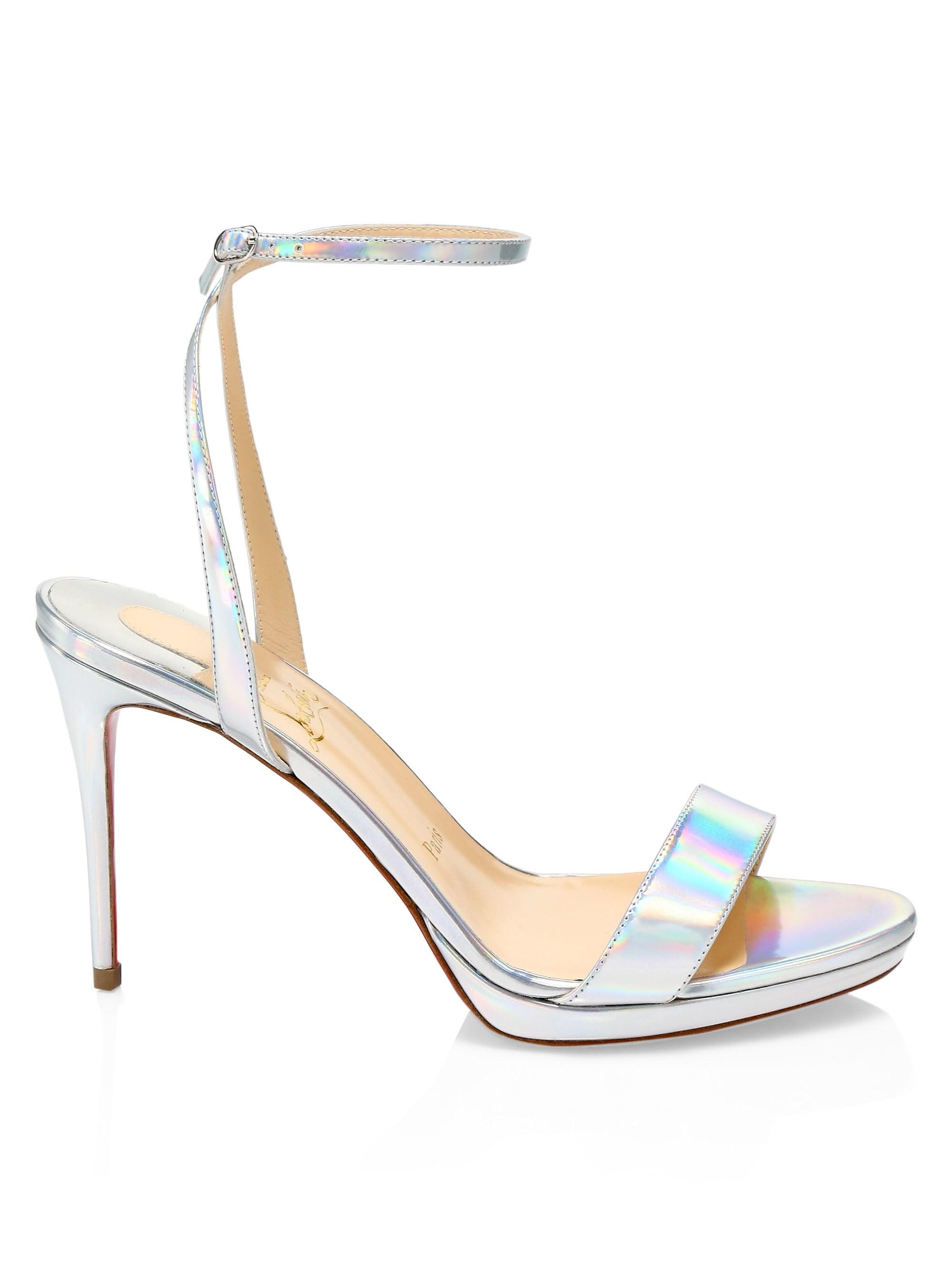 Christian Louboutin Loubi Queen Iridescent Leather Ankle-strap Sandals ...