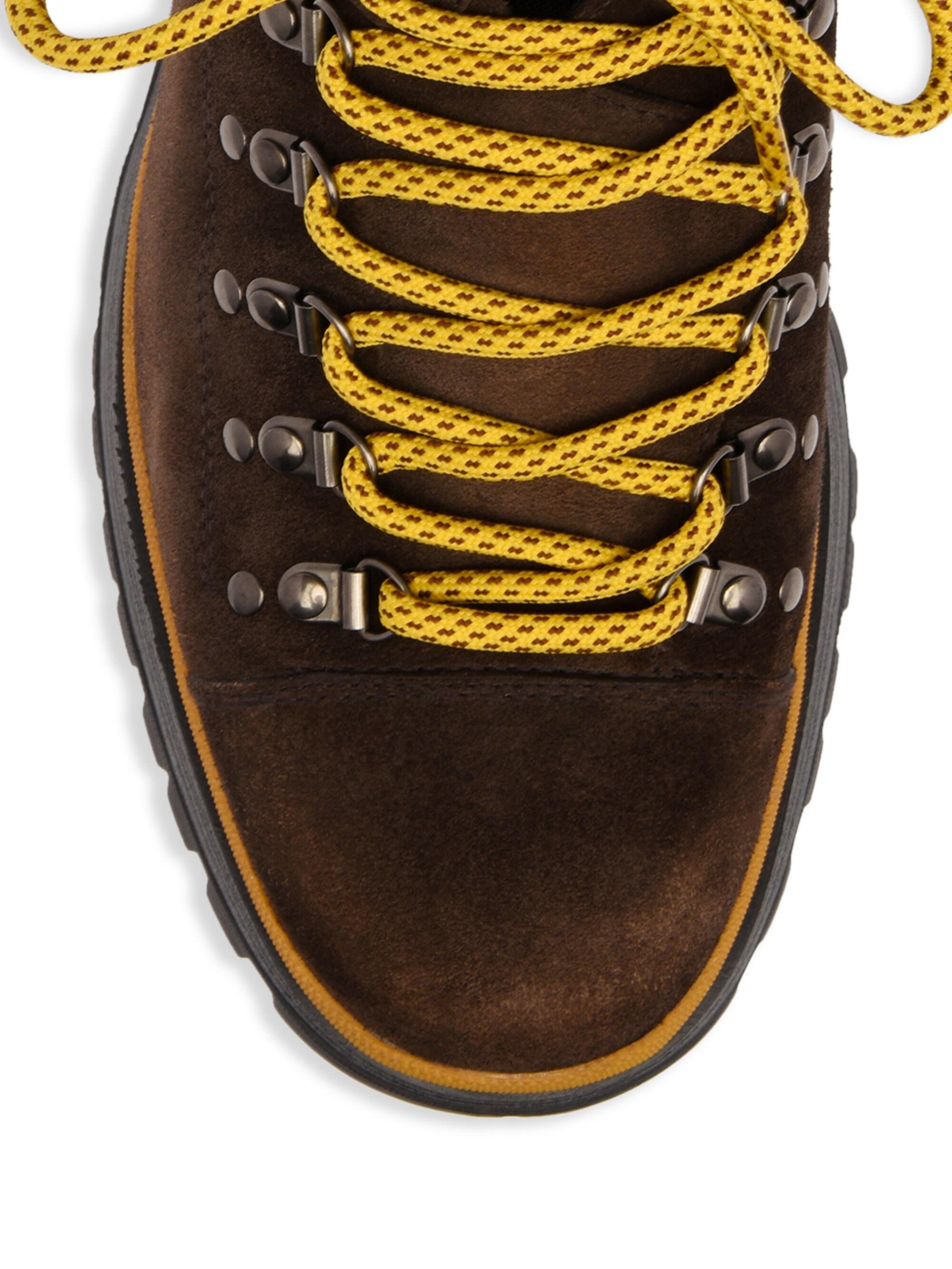 Prada Scamosciato Delave Suede Hiking Boots in Brown for Prada Scamosciato Delave Suede Hiking Boots in Brown for