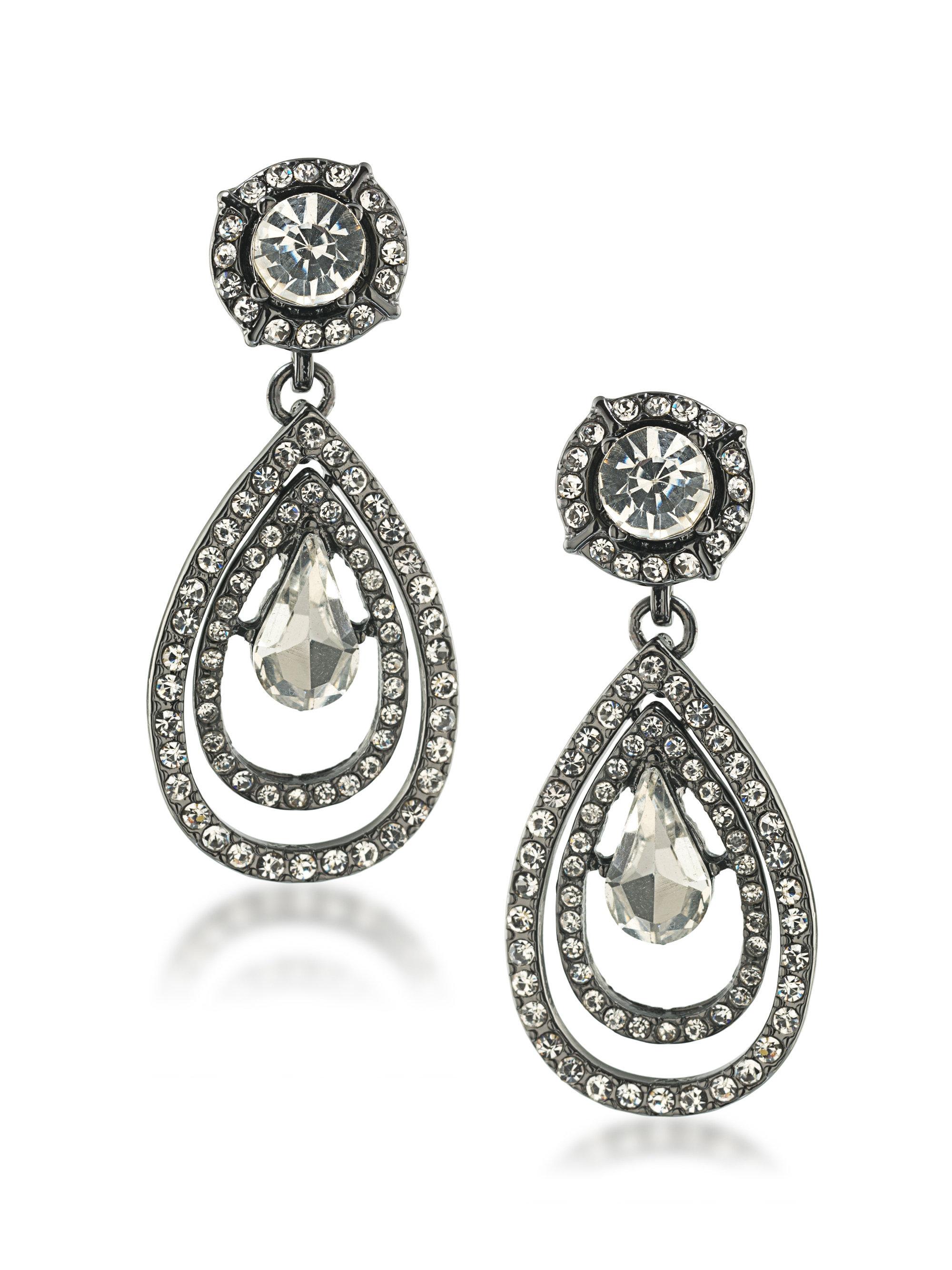 Lyst Abs By Allen Schwartz Set In Stone Crystal Double Teardrop Gallery