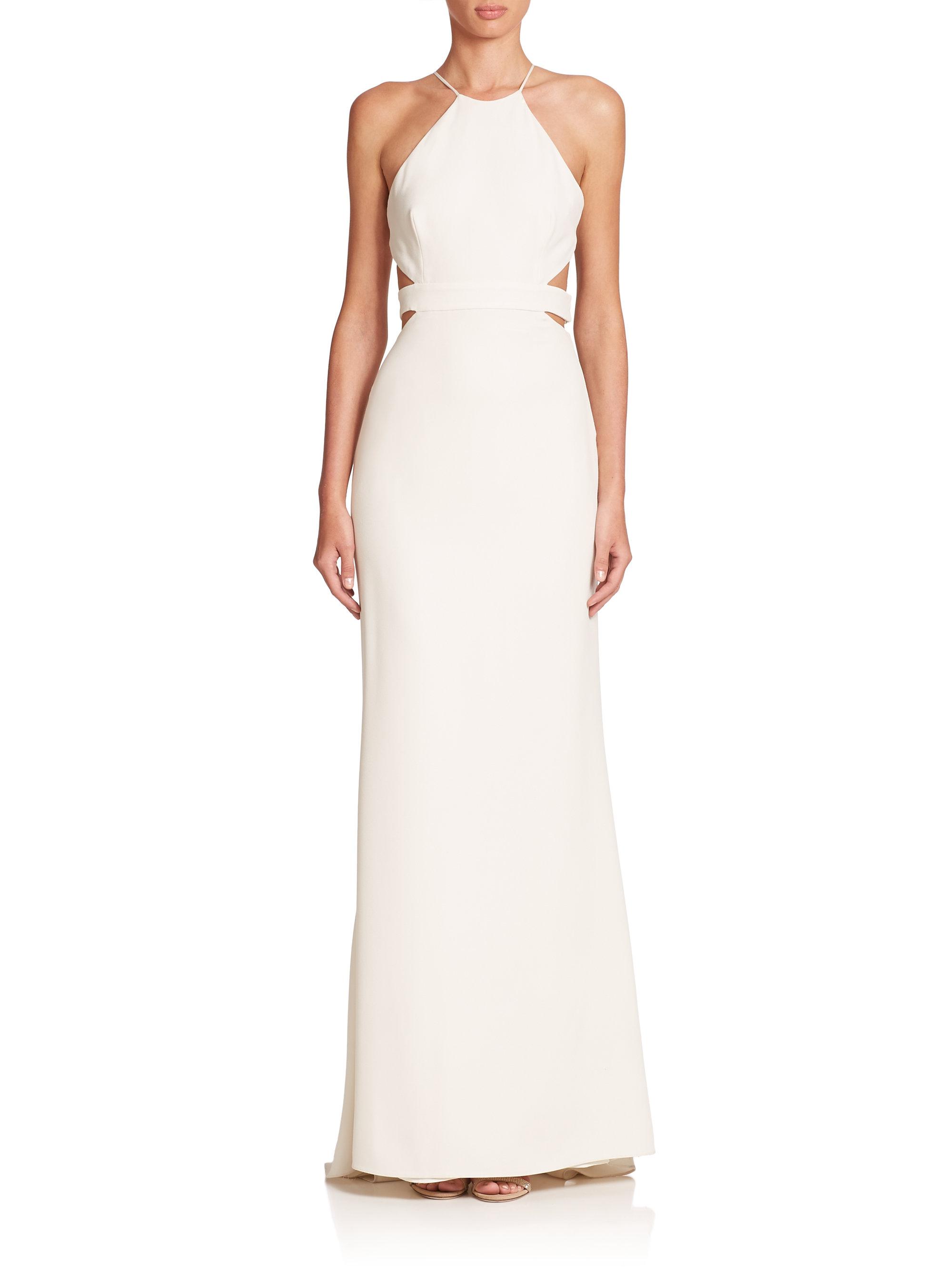 Lyst - Halston heritage Cutout-back Halter Gown in White