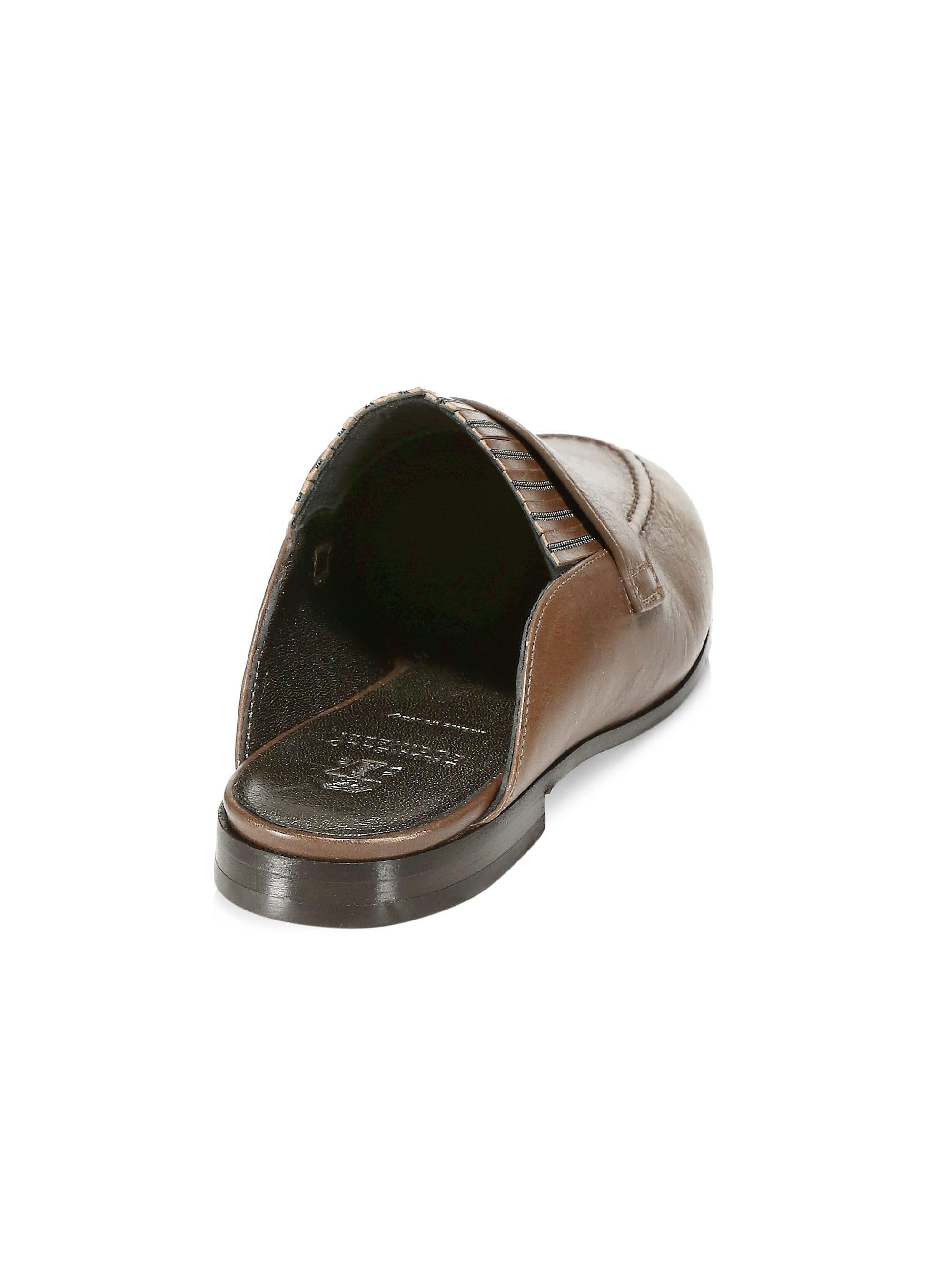 ladies brown leather mules