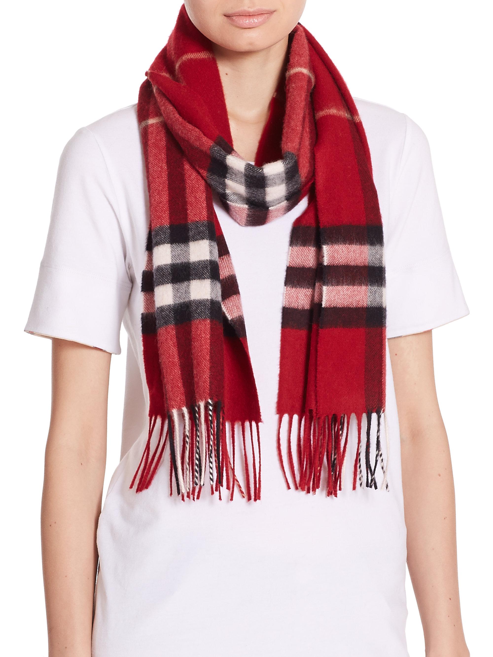 Lyst Burberry Parade Red Giant Check Cashmere Scarf in Red Save 21.