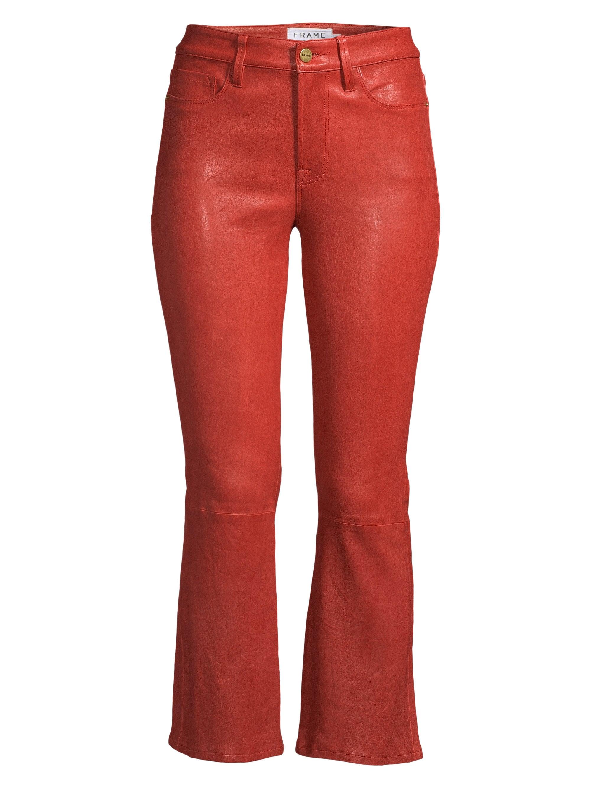 red bootcut pants