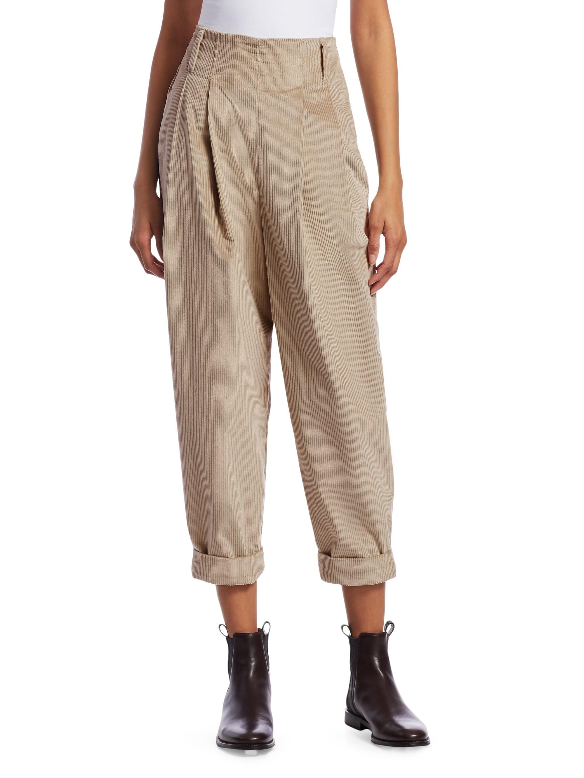 Brunello Cucinelli Women's Highwaisted Cropped Loose Corduroy Pants