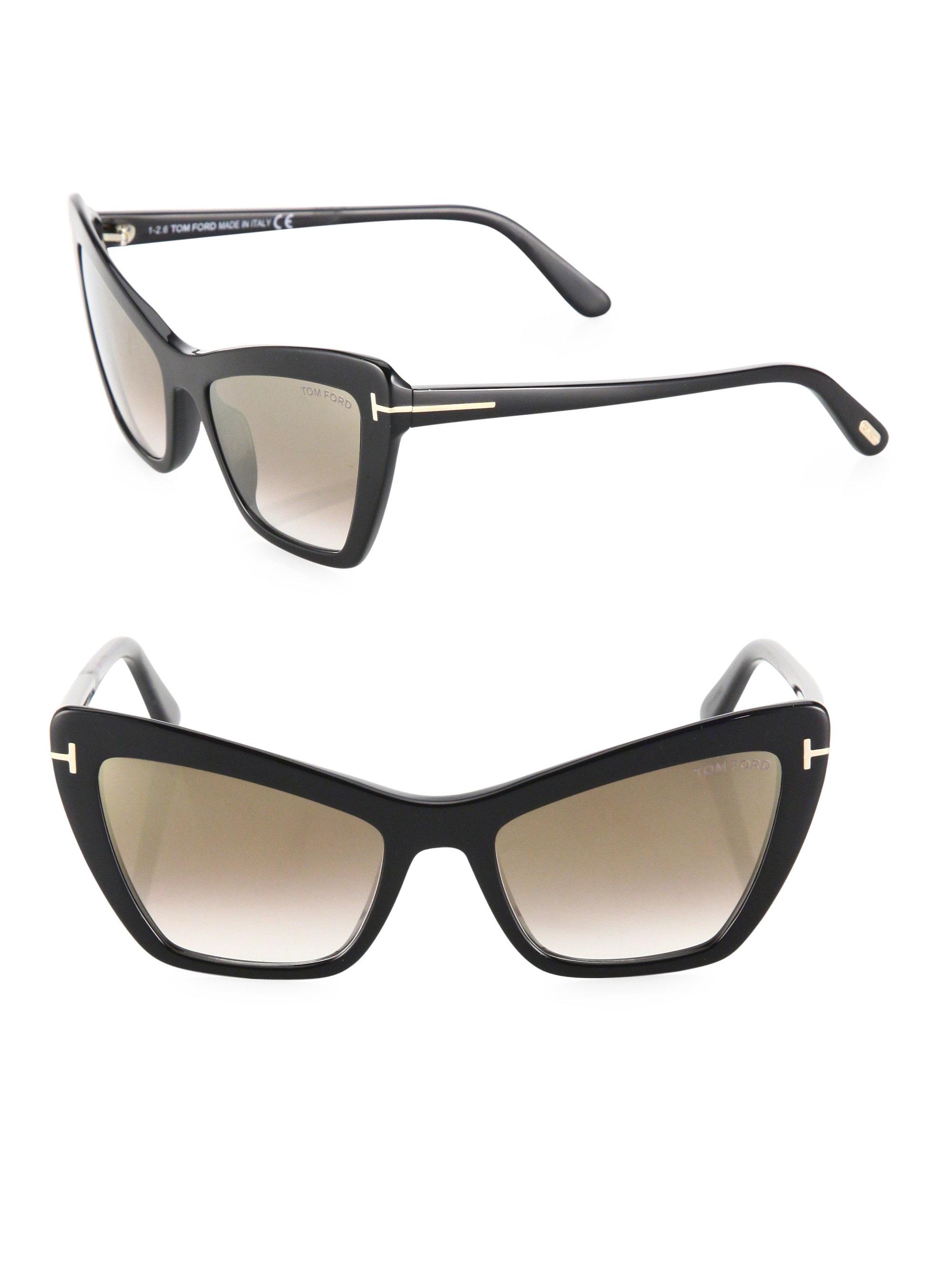 Lyst Tom Ford Valesca 55mm Mirrored Cat Eye Sunglasses In Black 