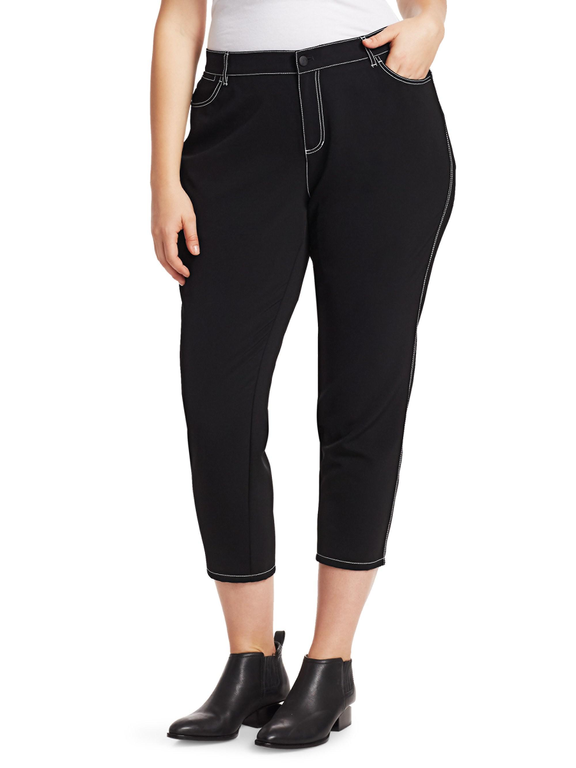 Lyst - Lafayette 148 New York Mercer Contrast Stitch Cropped Pants in Black
