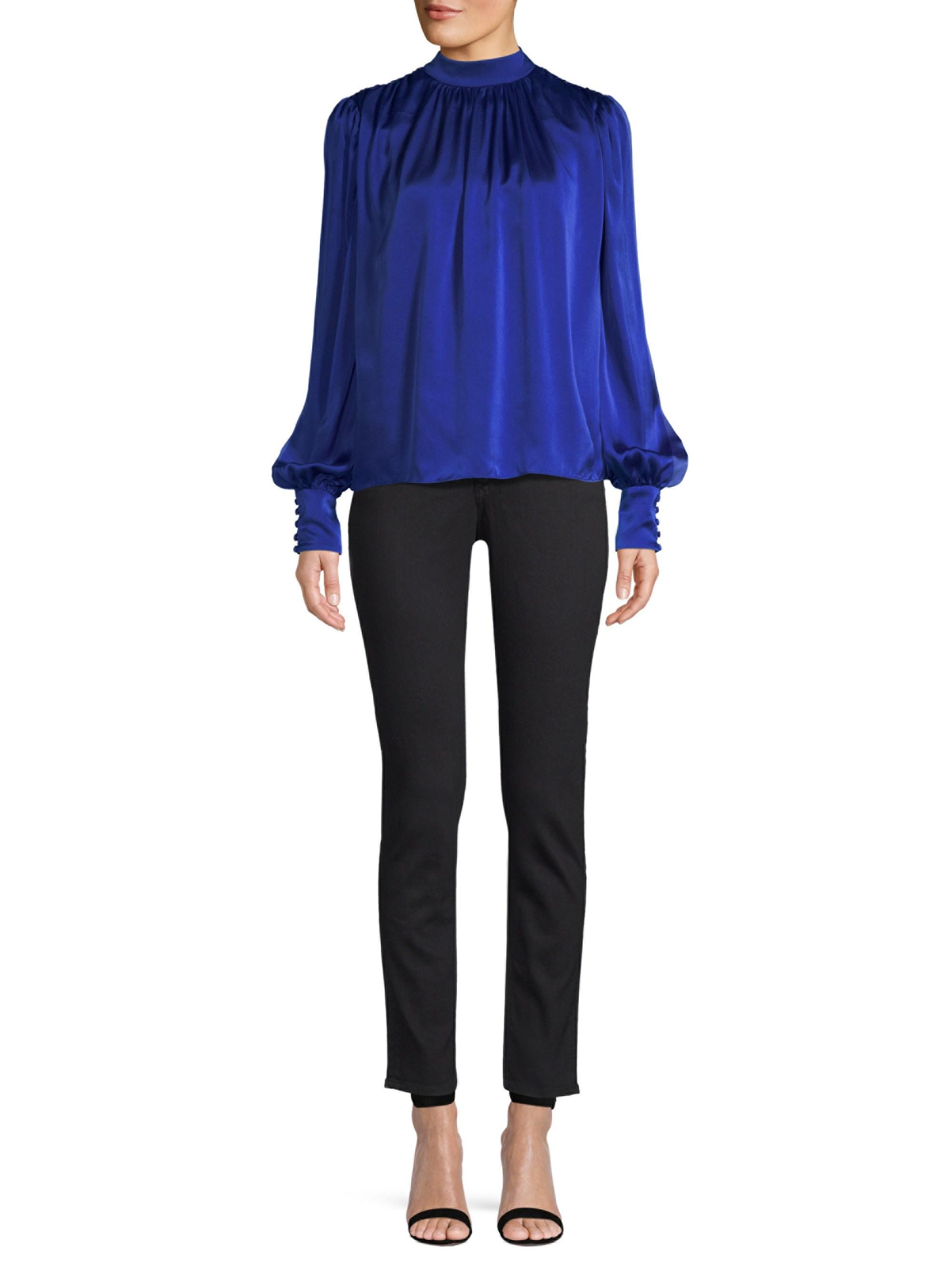 AMUR Lily Silk Blouse in Blue - Lyst