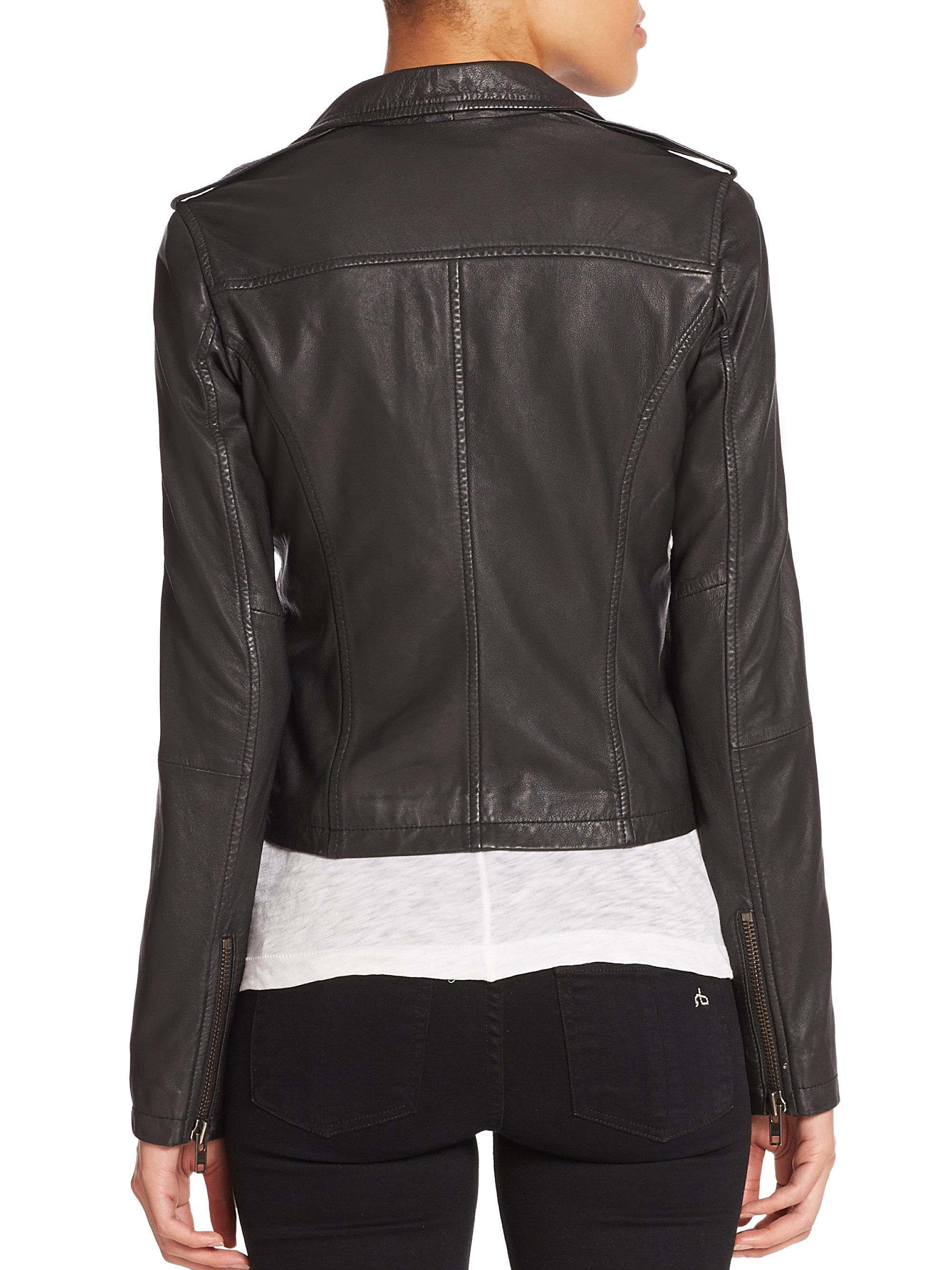 Lyst Doma Leather Washed Moto Jacket In Black Save View Fullscreen
