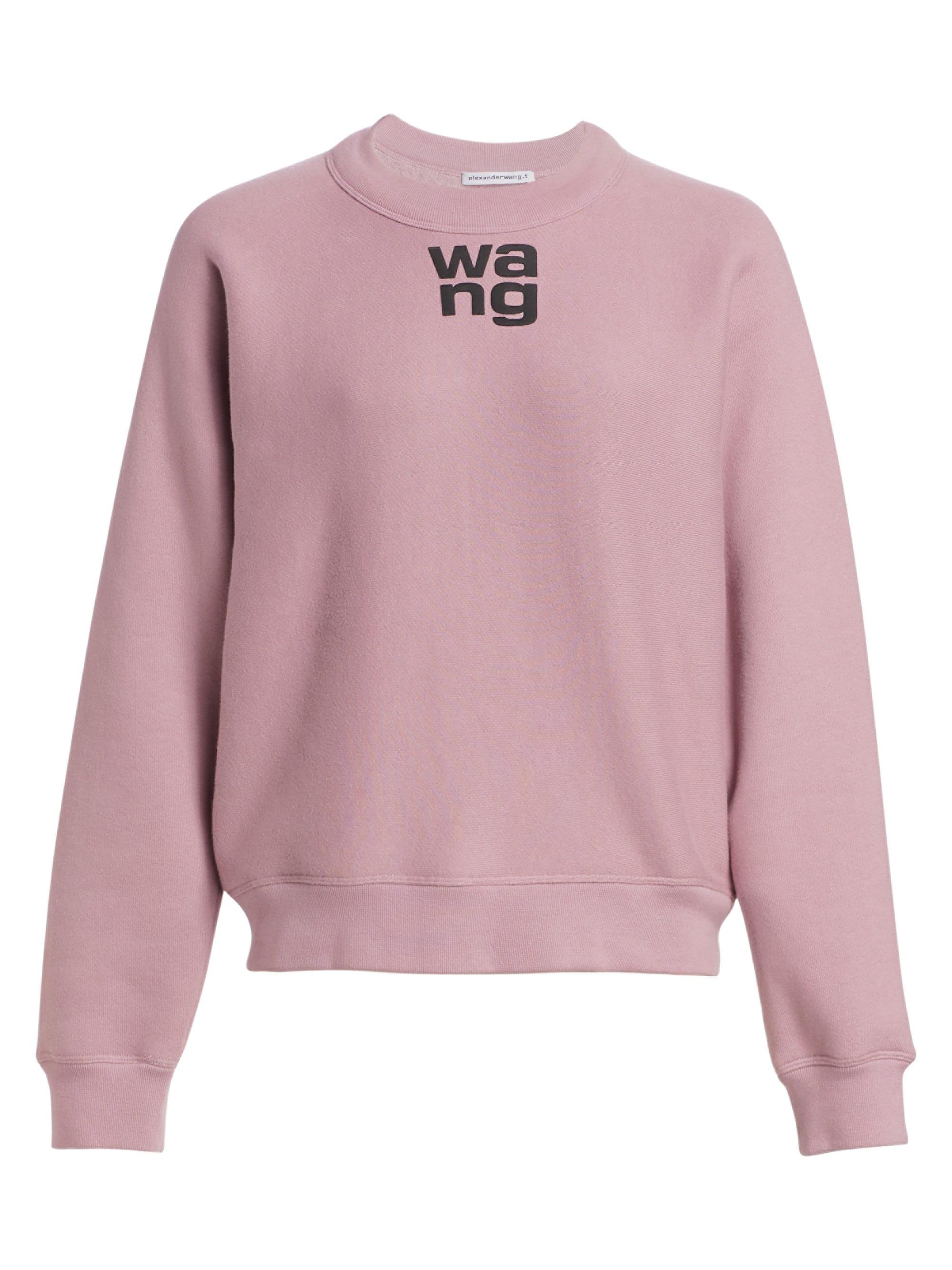 T By Alexander Wang Fleece Pink Wash And Go Dense Logo Sweatshirt - Lyst