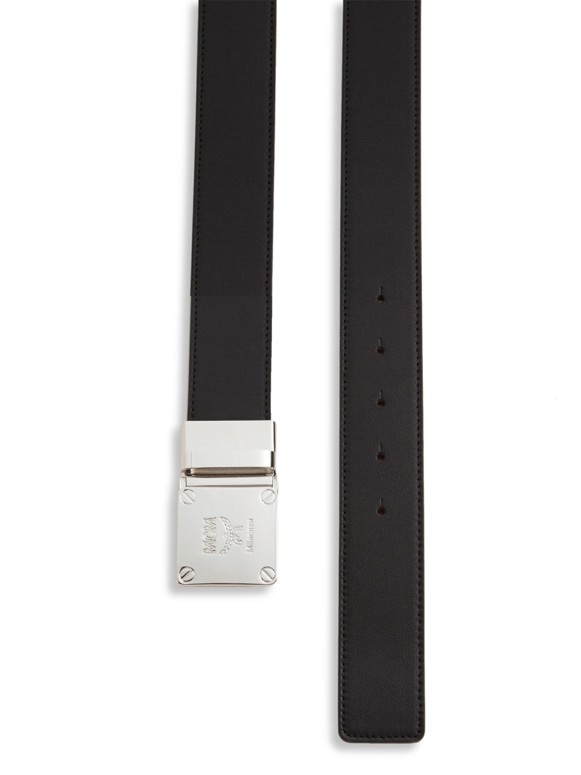 MCM Adjustable Buckle Leather Belt in Black for Men - Lyst