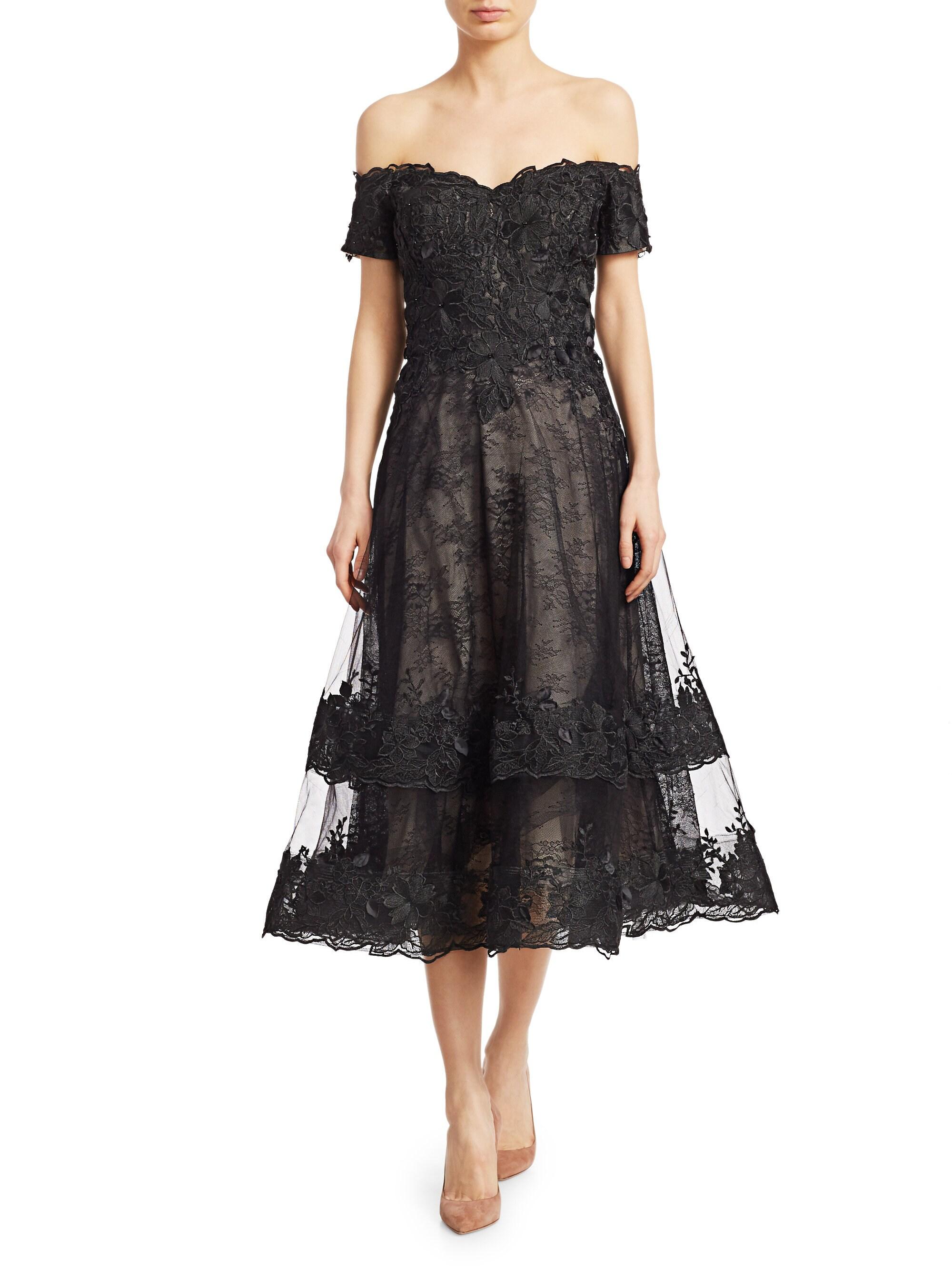 teri jon lace pintuck gown