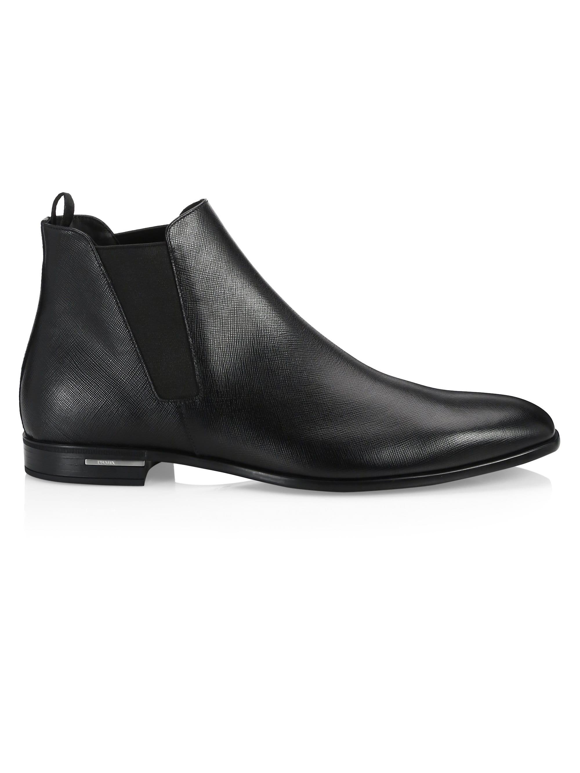 saffiano leather chelsea boots