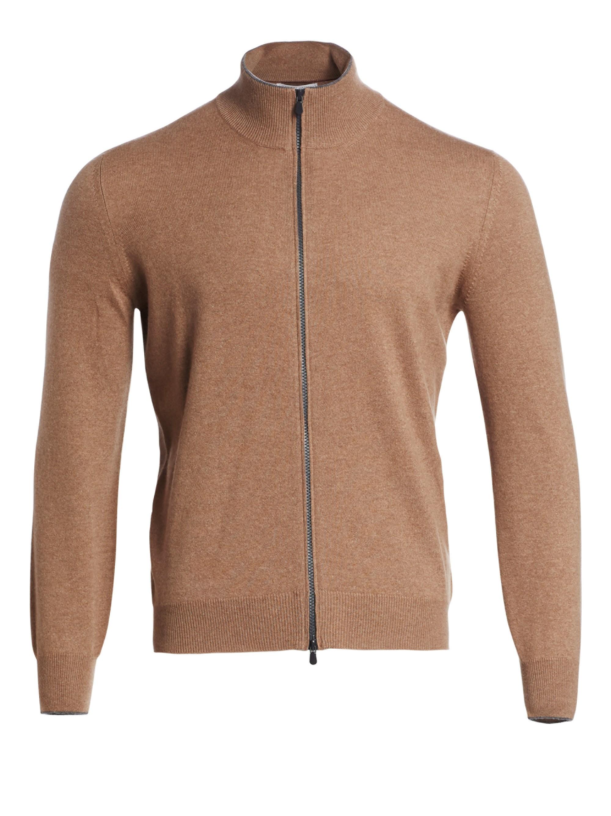 Brunello Cucinelli Cashmere Full Zip Sweater for Men - Lyst