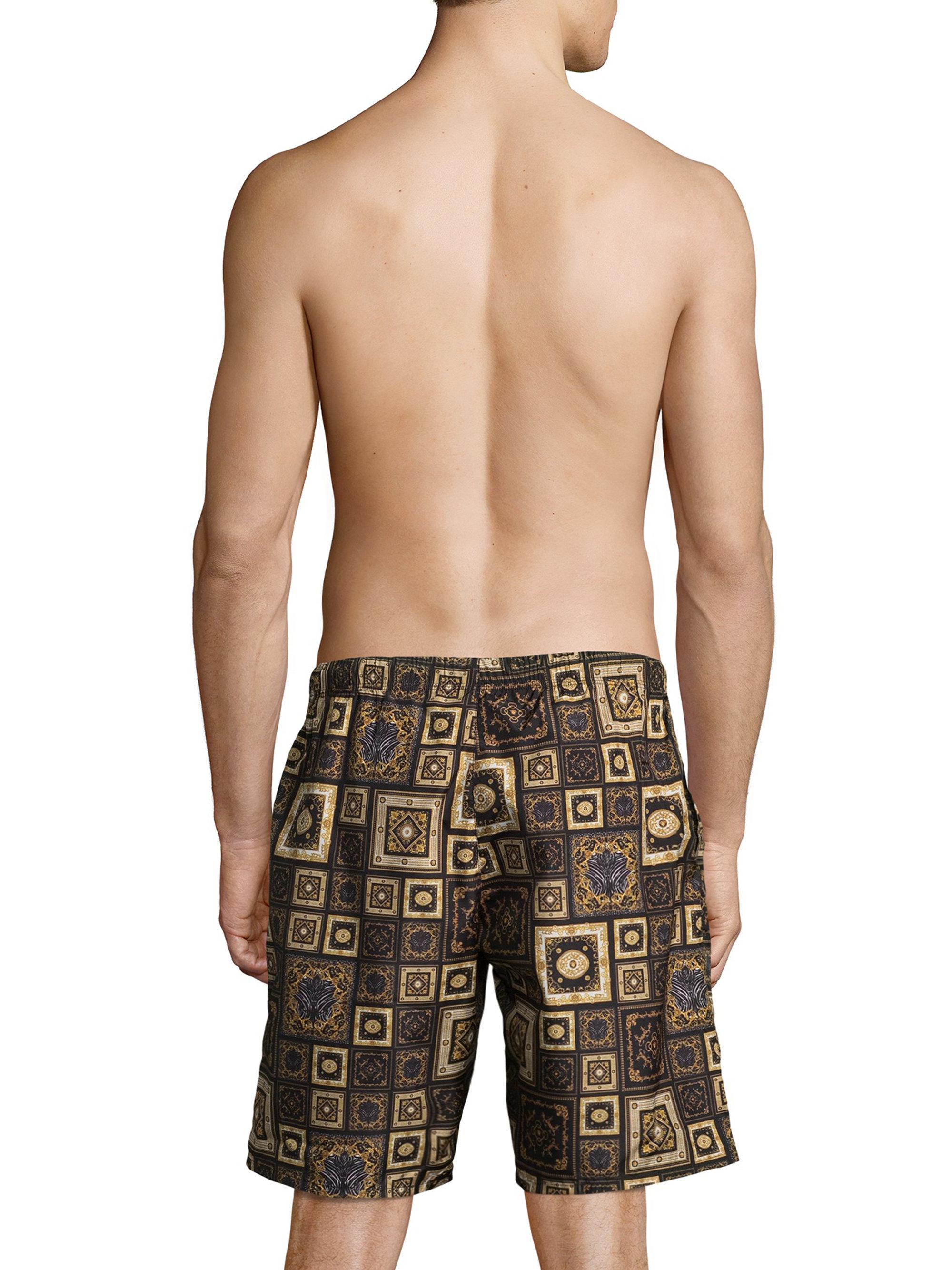 Lyst Versace Geometric Swim Trunks in Black for Men