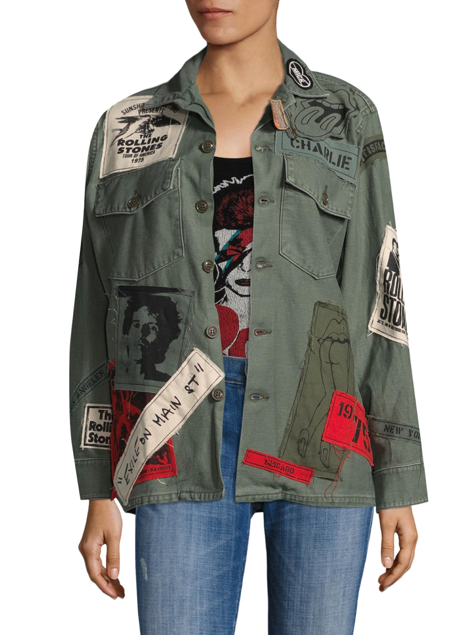 Lyst Madeworn Stones Sticky Fingers Cotton Jacket In Green Madeworn Women S Green Stones Sticky Fingers Cotton Jacket