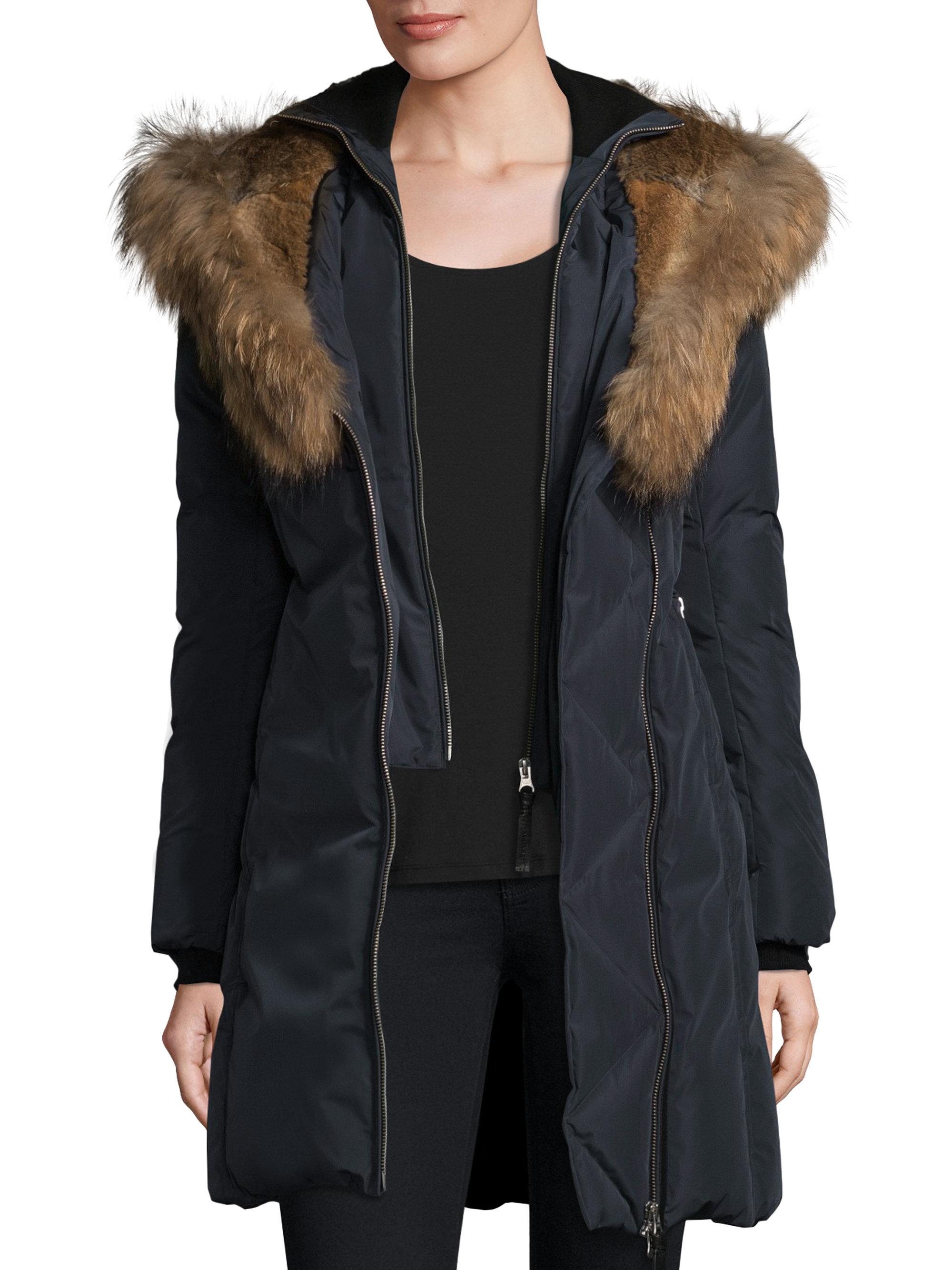 Mackage Trish Fur Trim Hooded Down Coat in Blue - Lyst