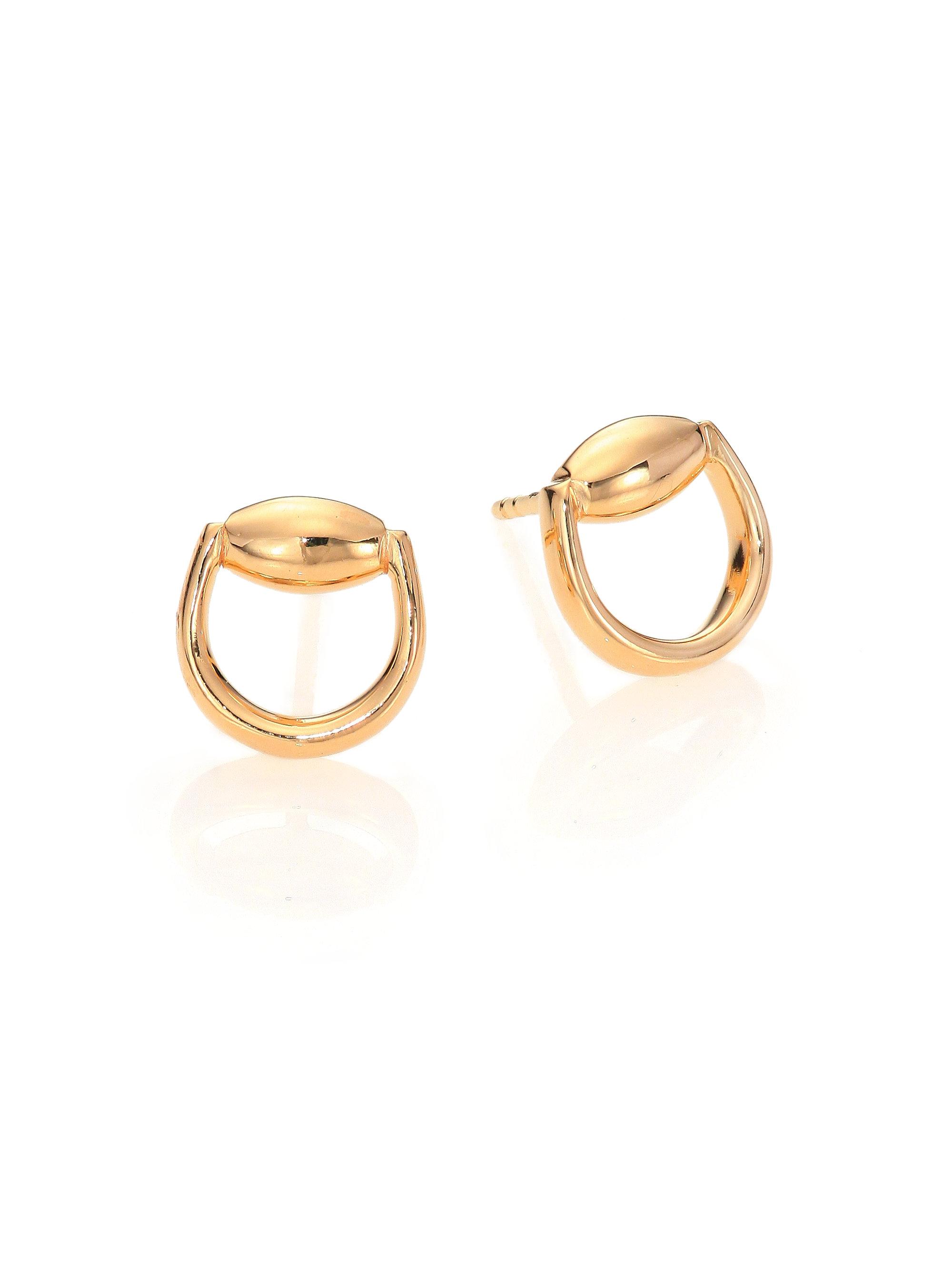Lyst Gucci Horsebit 18k Yellow Gold Stud Earrings In Metallic Gucci Women S Metallic Horsebit 18k Yellow Gold Stud Earrings