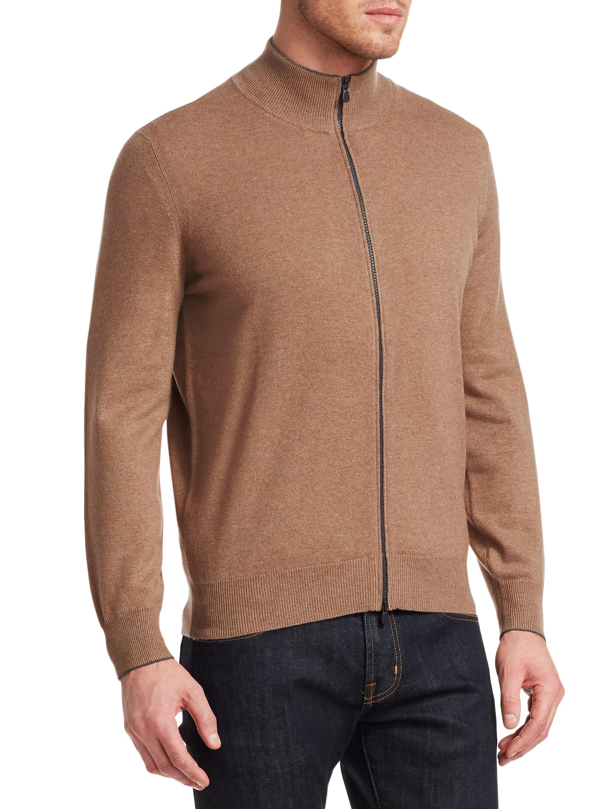 Brunello Cucinelli Cashmere Full Zip Sweater for Men - Lyst