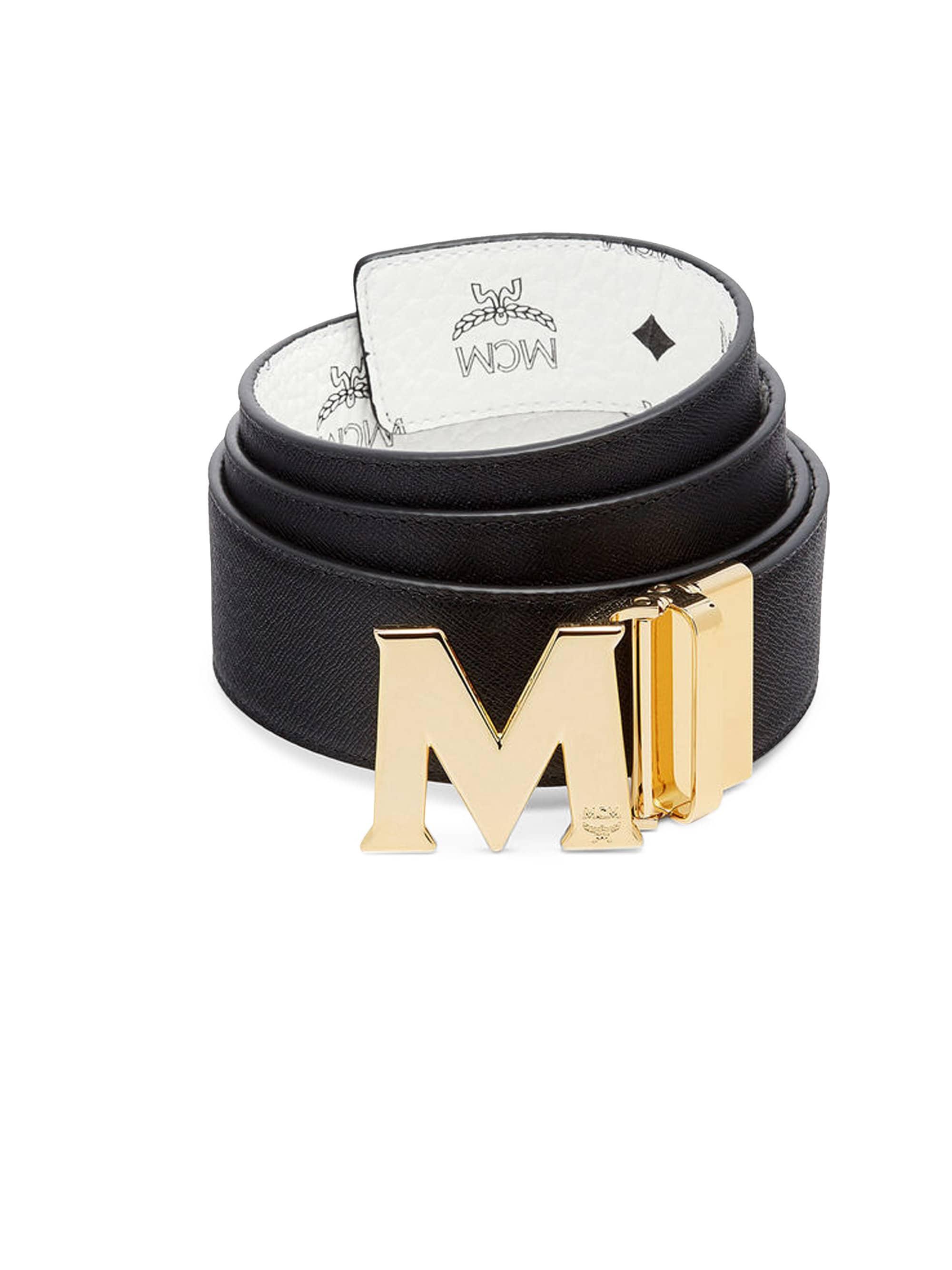 MCM Antique M Reversible Belt In Black Logo Visetos in Black for Men - Lyst