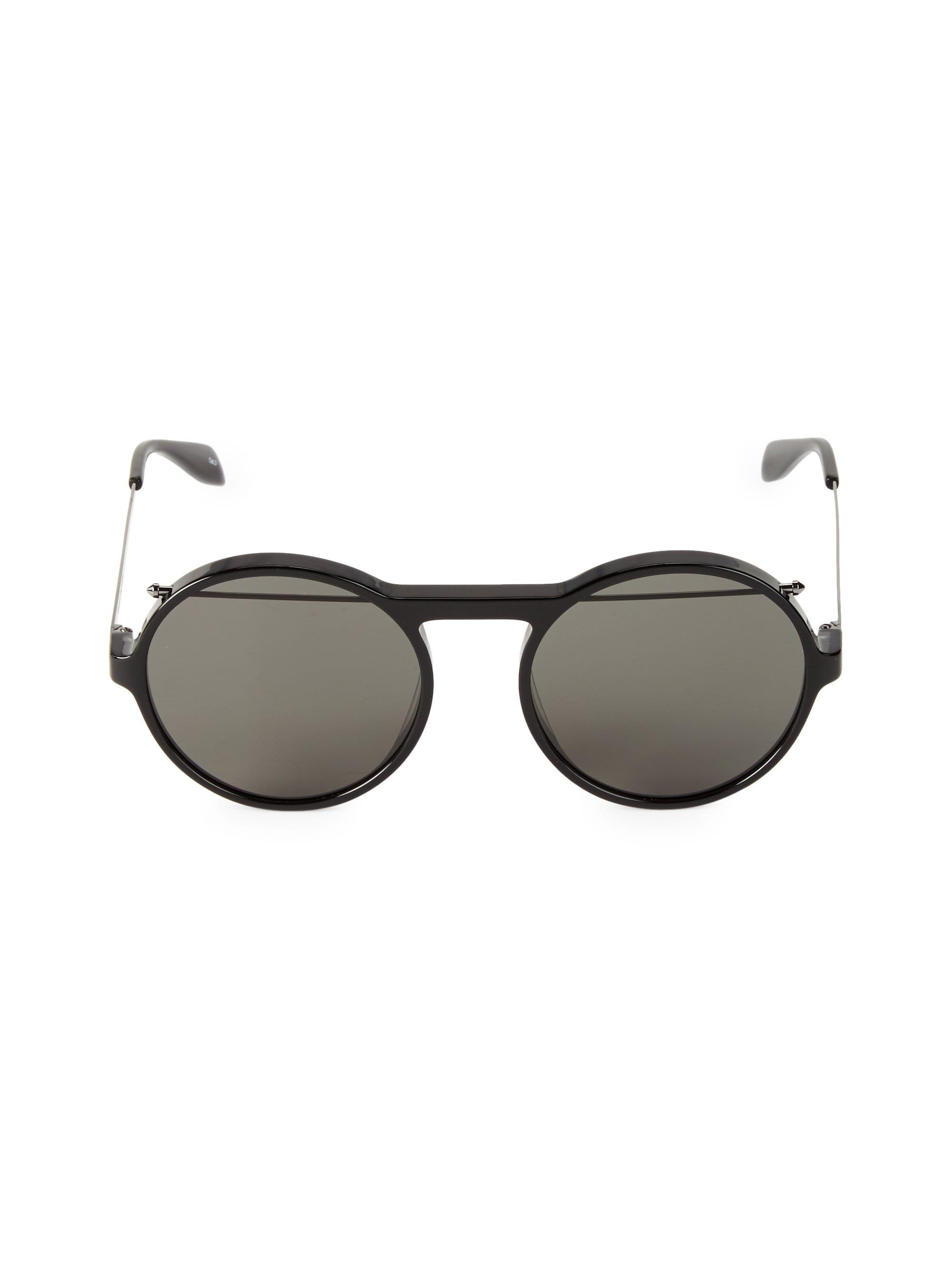 Alexander McQueen 54mm Round Sunglasses in Black for Men - Lyst