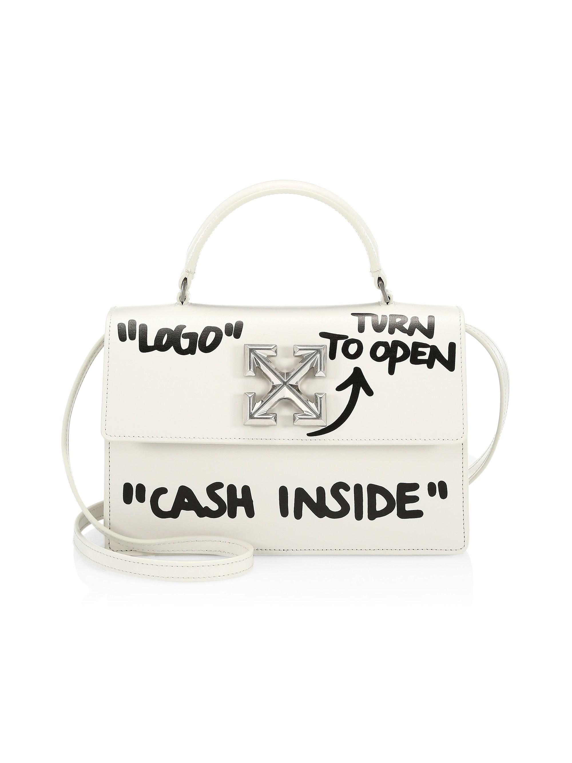 Off-White c/o Virgil Abloh Jitney 1.4 Cash Inside Leather Top Handle Bag in White - Lyst
