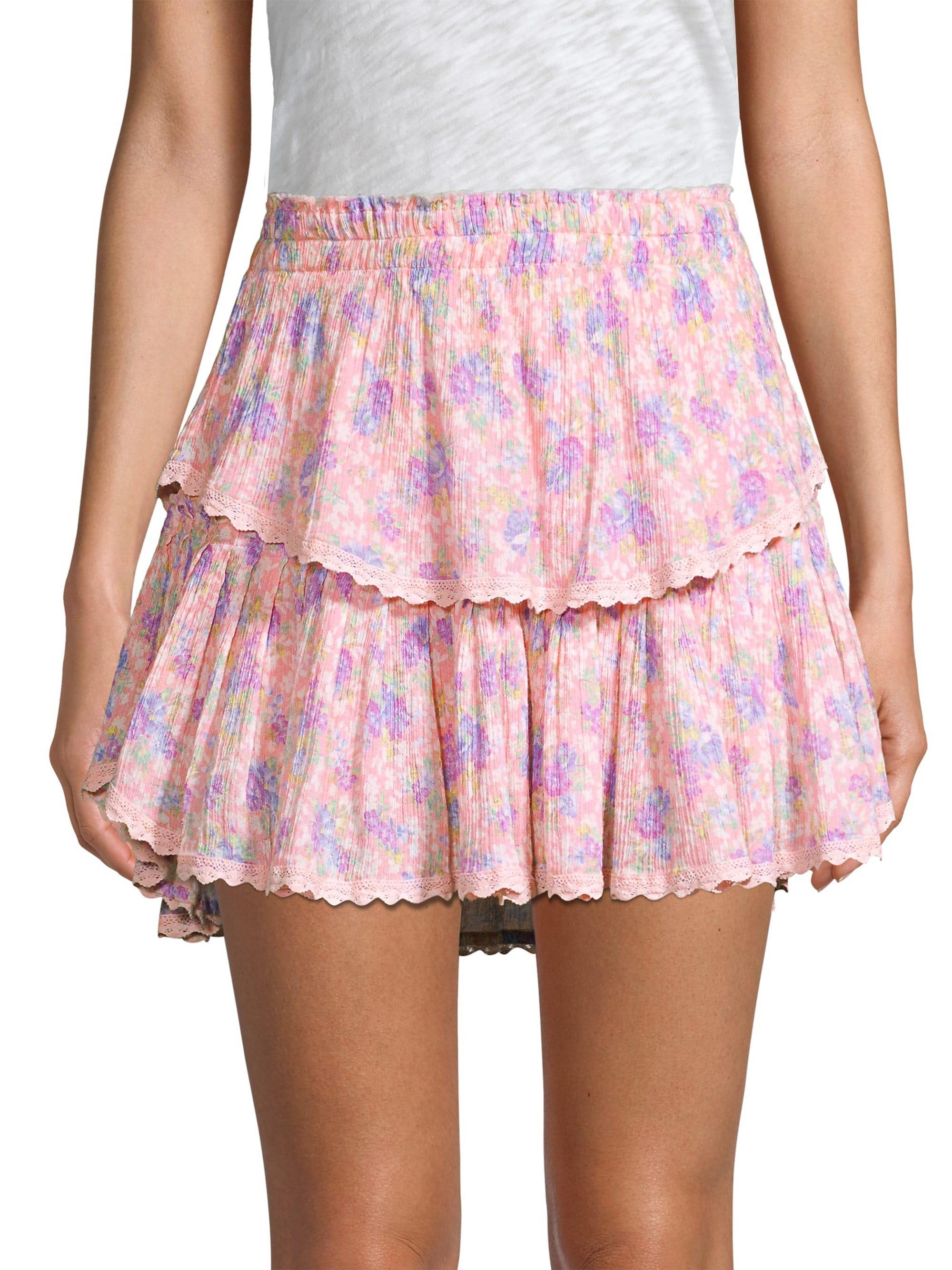 Lyst - LoveShackFancy Tiered Ruffle Mini Skirt in Pink
