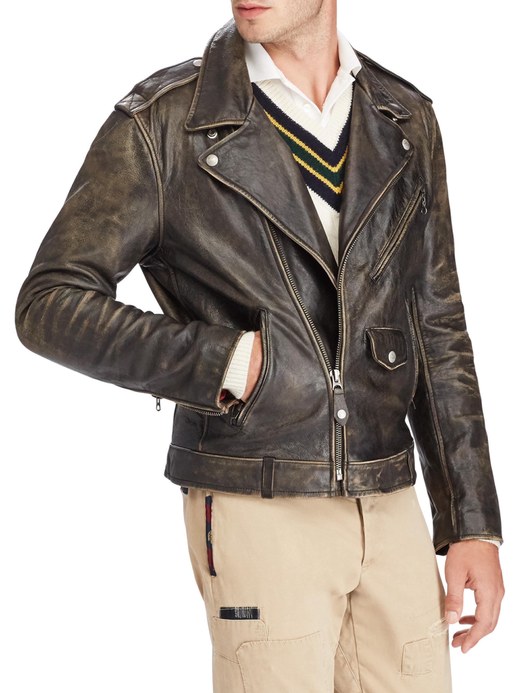 Polo Ralph Lauren The Iconic Leather Motorcycle Jacket in Black for Men ...