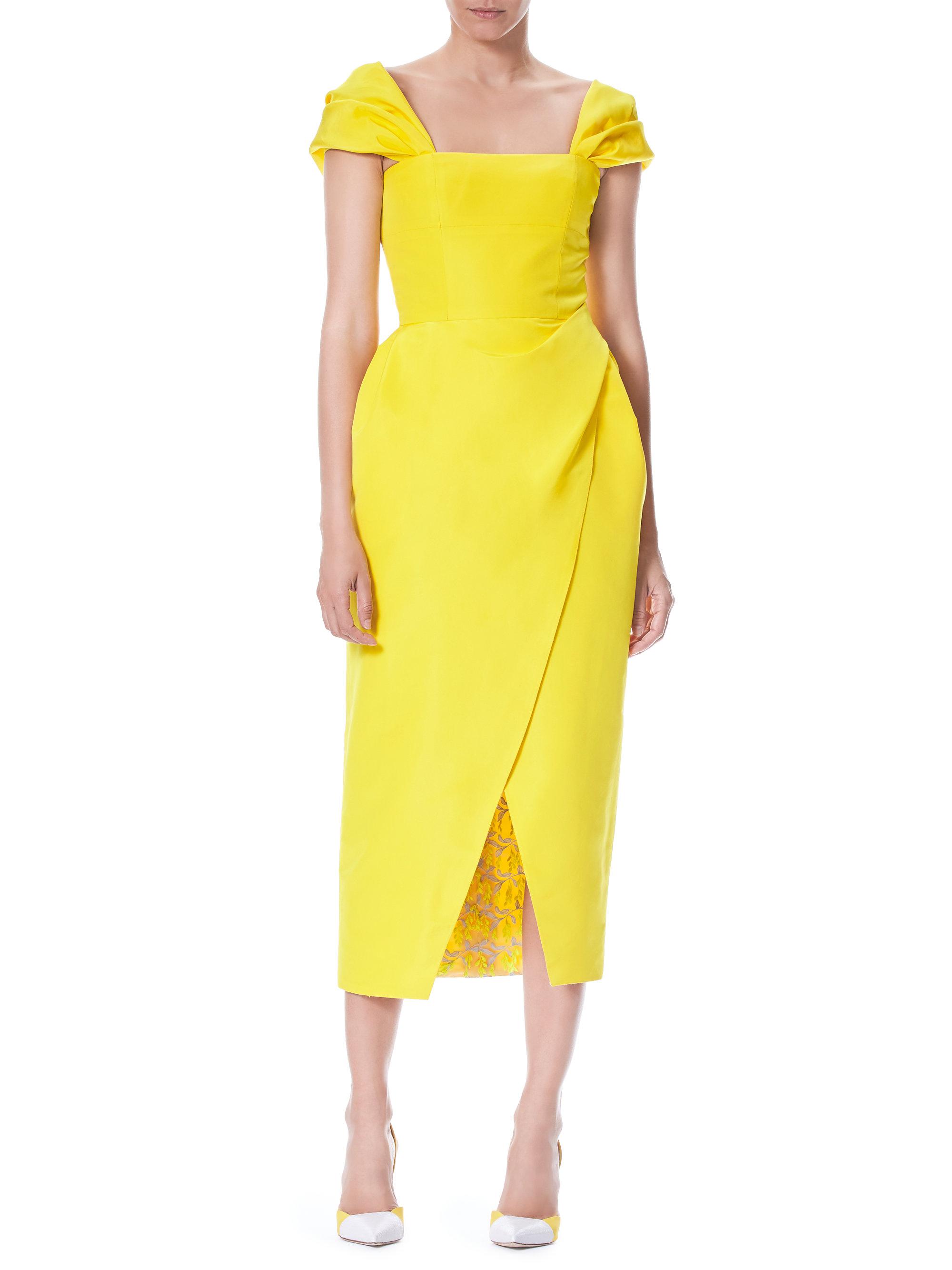 Carolina Herrera Off-the-shoulder Cocktail Sheath Dress in Yellow - Lyst