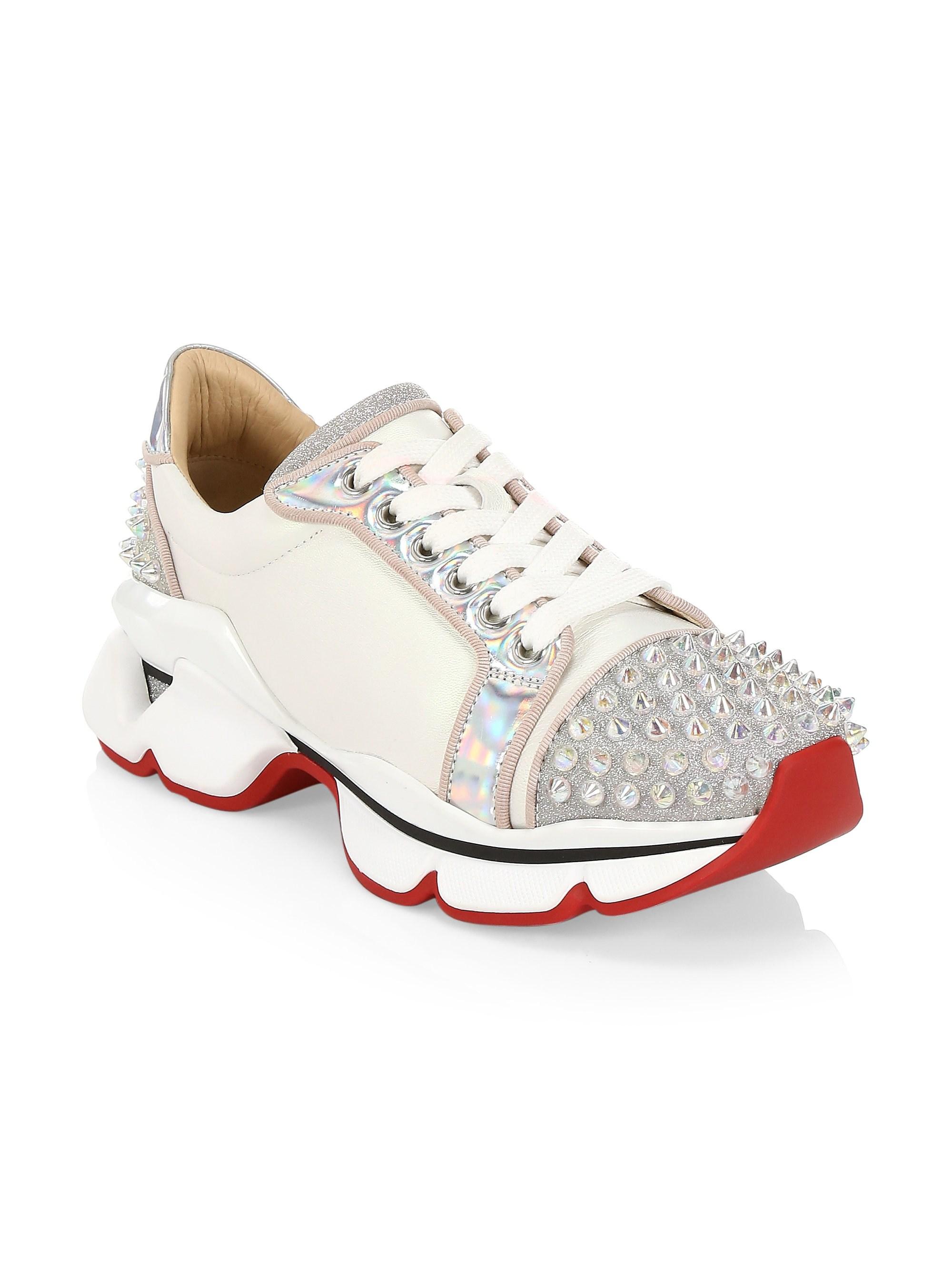 Lyst - Christian Louboutin Women's Orlato Embellished Spike Sneakers ...