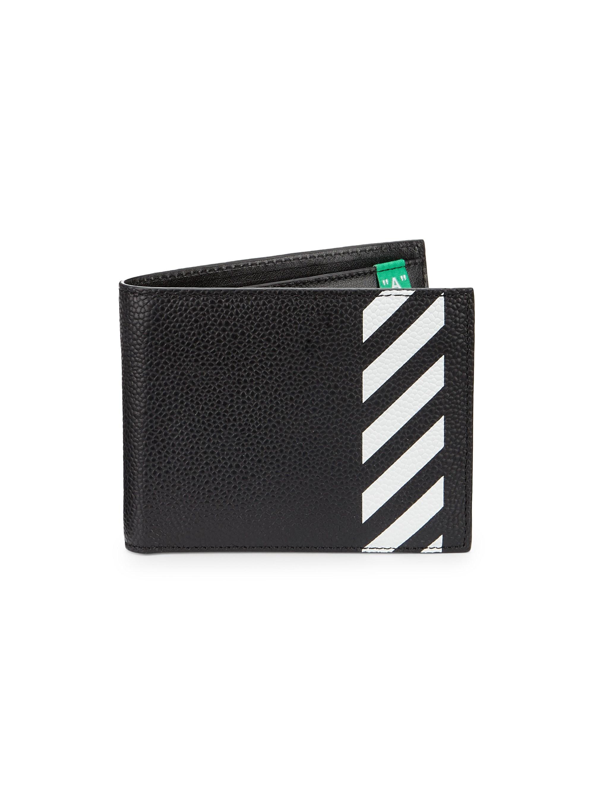 Off-White c/o Virgil Abloh Diagonal Graphic Leather Billfold Wallet in Black for Men - Lyst