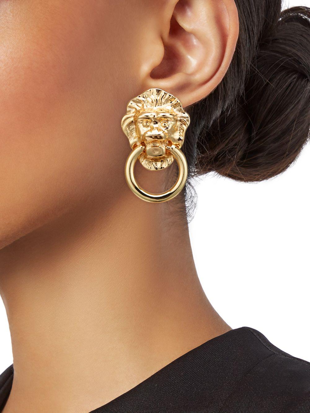 Jay Lane Lion Head Doorknocker Clipon Earrings in Metallic Lyst