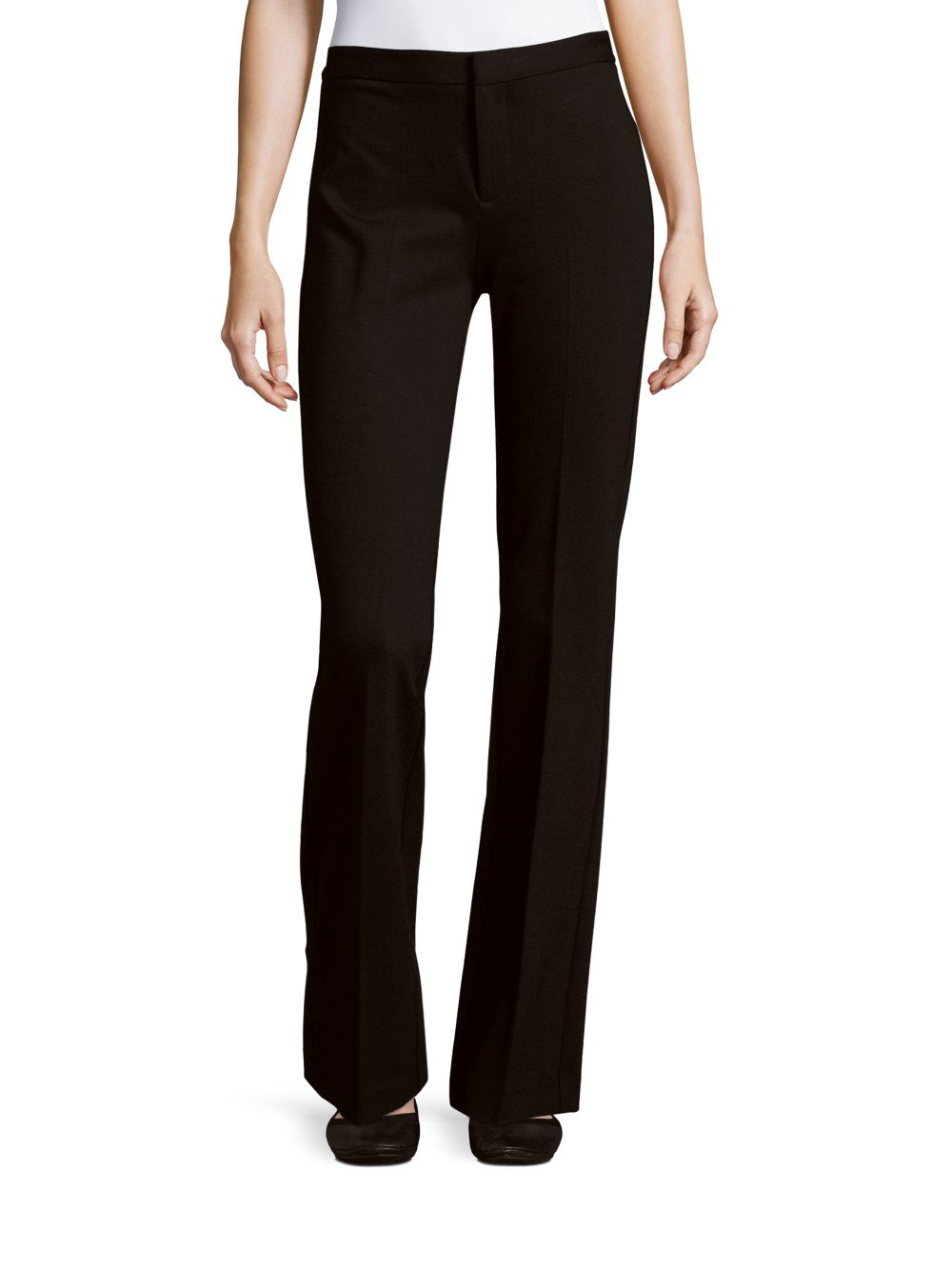 Saks fifth avenue black Flat-front Solid Pants in Black | Lyst