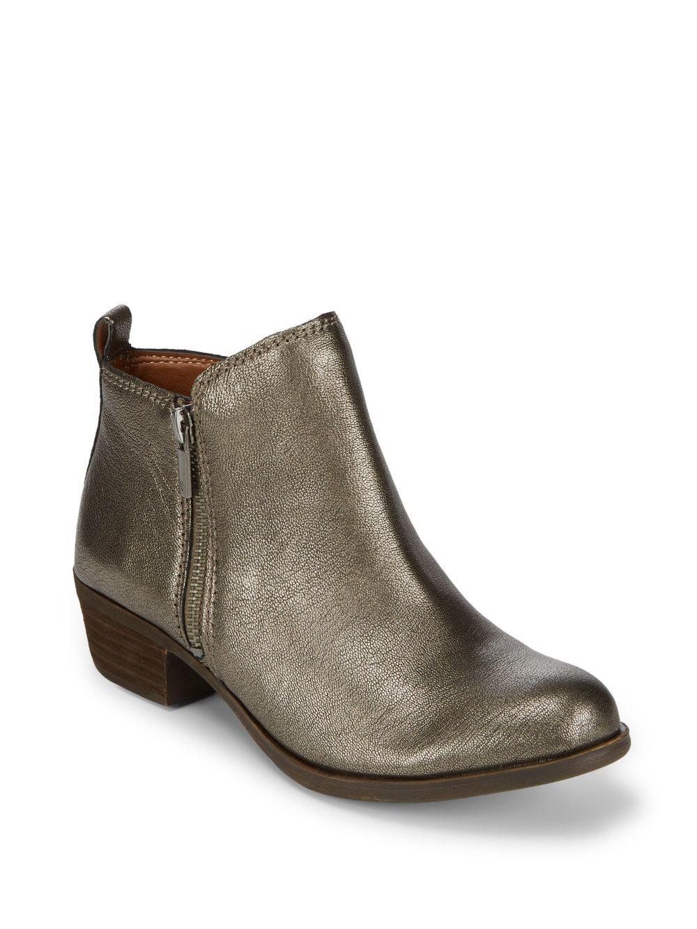 Lucky Brand Basel Leather Booties in Metallic - Lyst