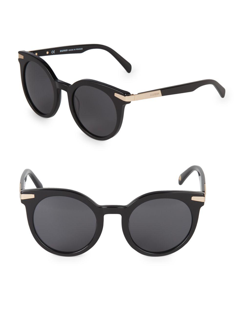 Balmain 51mm Round Cat-eye Sunglasses In Black - Lyst