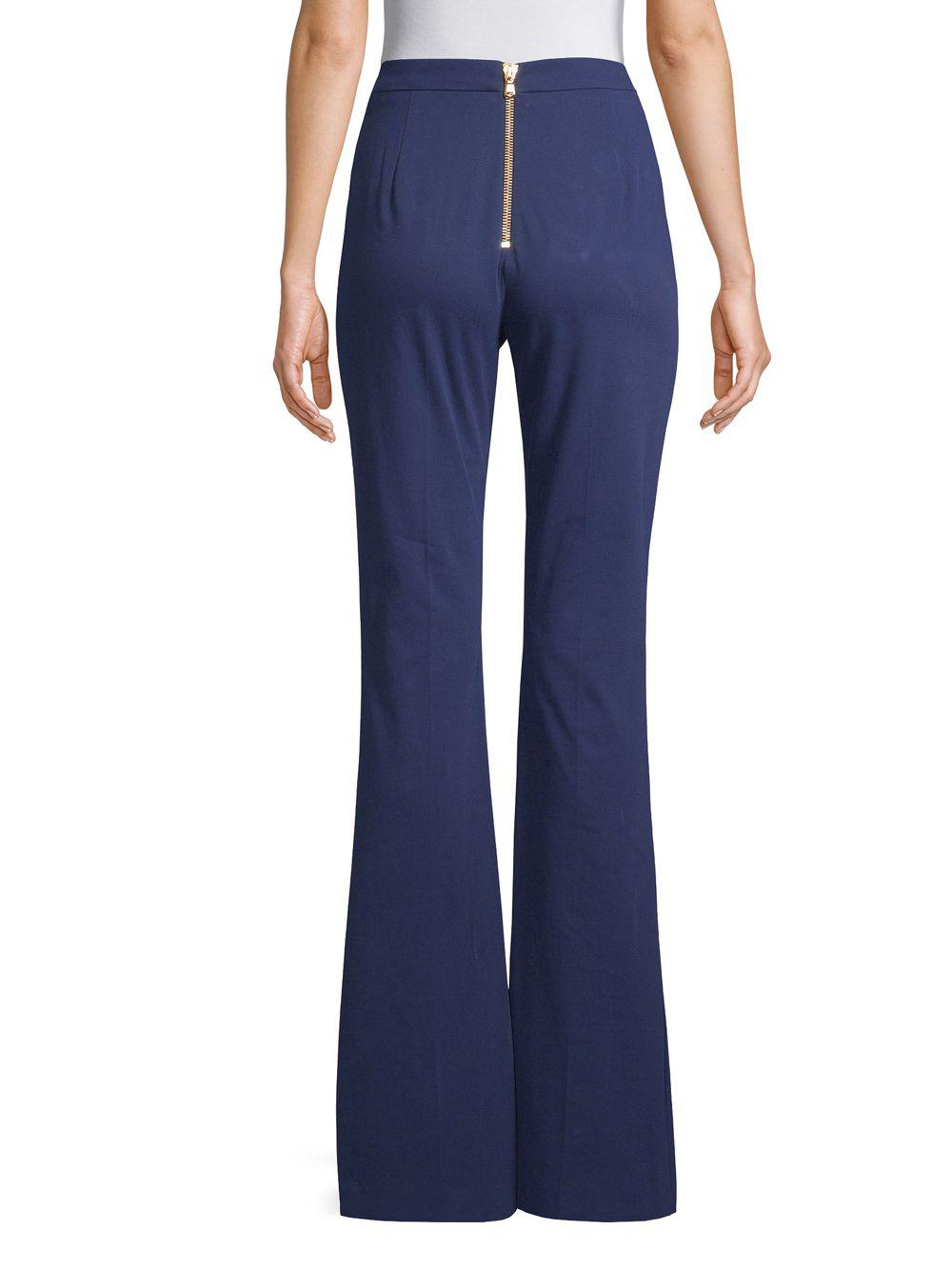 Lyst Balmain Flared High Rise Dress Pants In Blue View Fullscreen