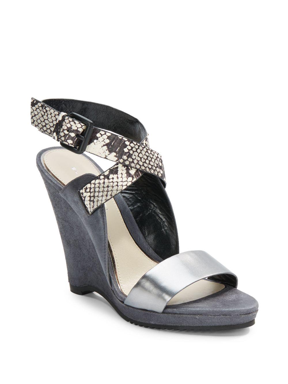 Lyst - Elie Tahari Weston Platform Wedge Sandals in Gray