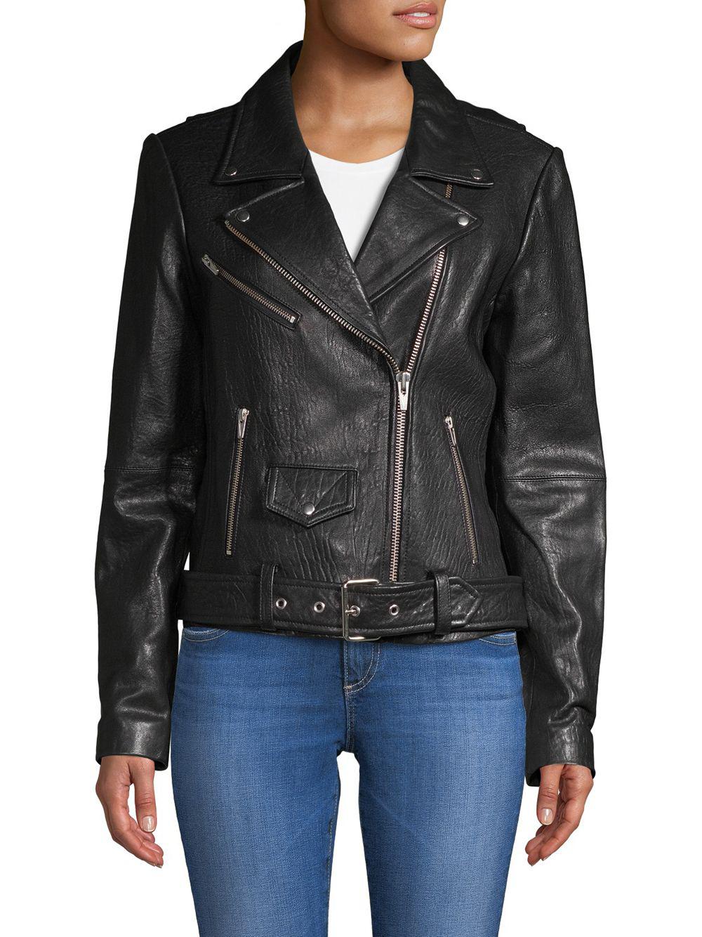Veda Jayne Classic Belted Leather Jacket In Black Lyst Veda Women S Black Jayne Classic Belted Leather Jacket
